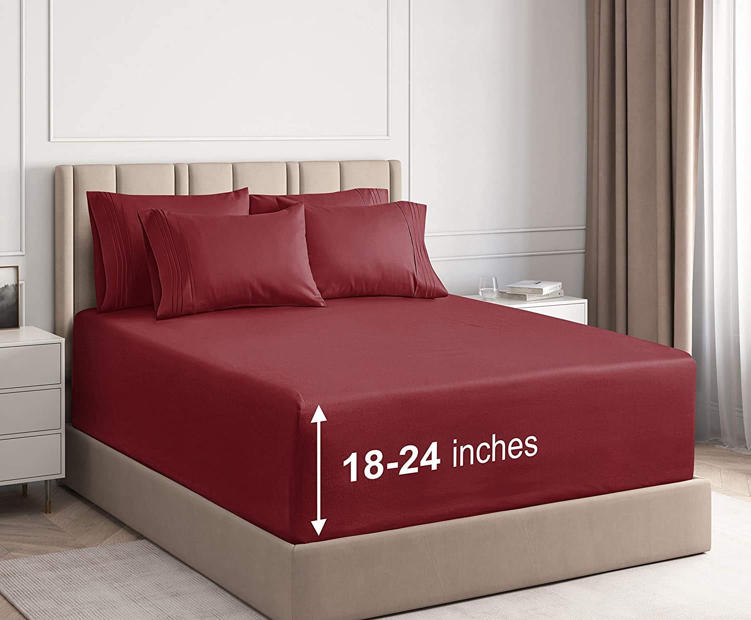 Premium 600 Thread Count Extra Deep Pocket Sheets 4-Piece Set - Fits 18