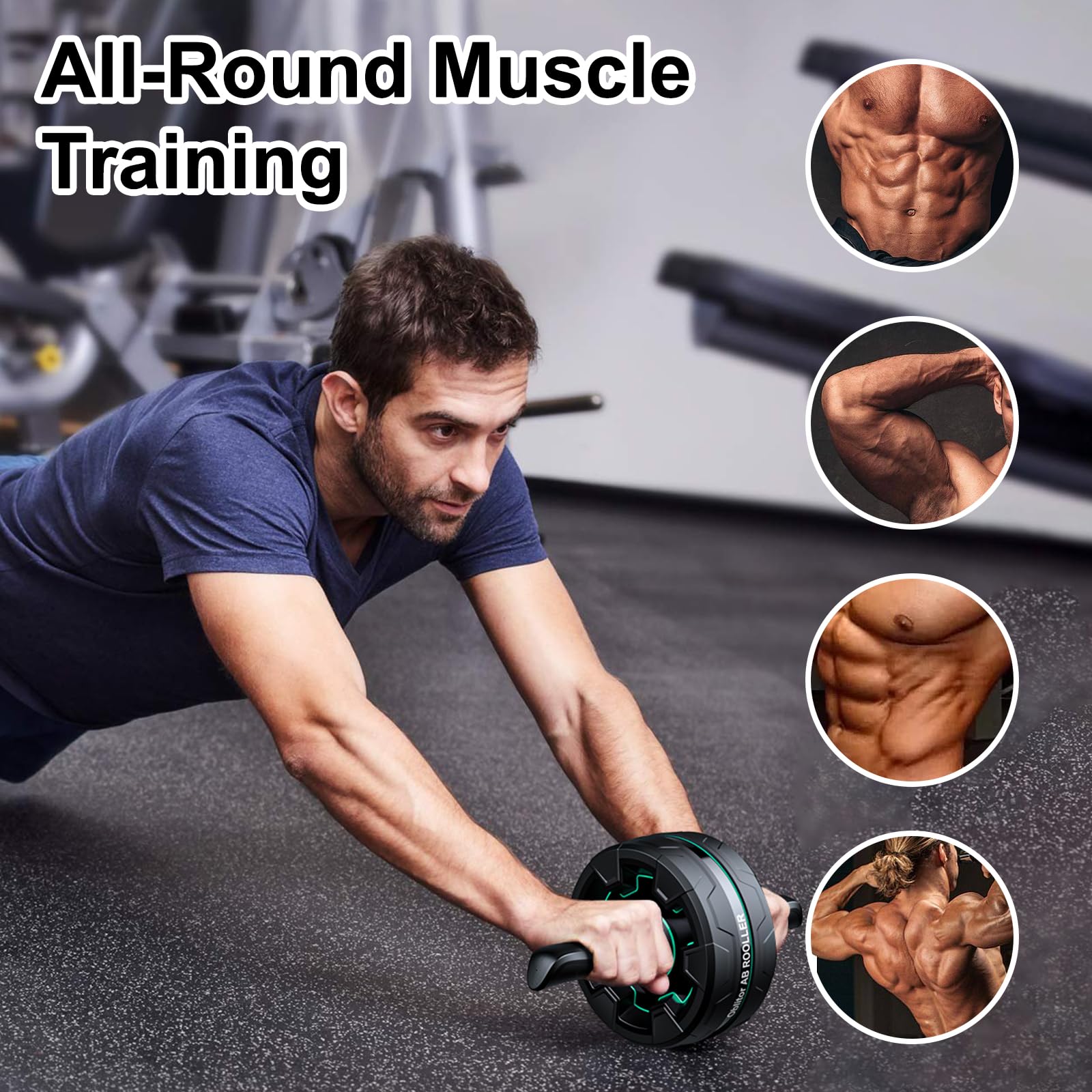 4-in-1 Ab Roller Wheel with Resistance Bands & Knee Pad - Core Abdominal Workout Equipment for Men & Women - Home Gym Fitness Gear for Strength Training & Muscle Toning - Perfect for Home Workouts, Office Exercises, and Gym Sessions