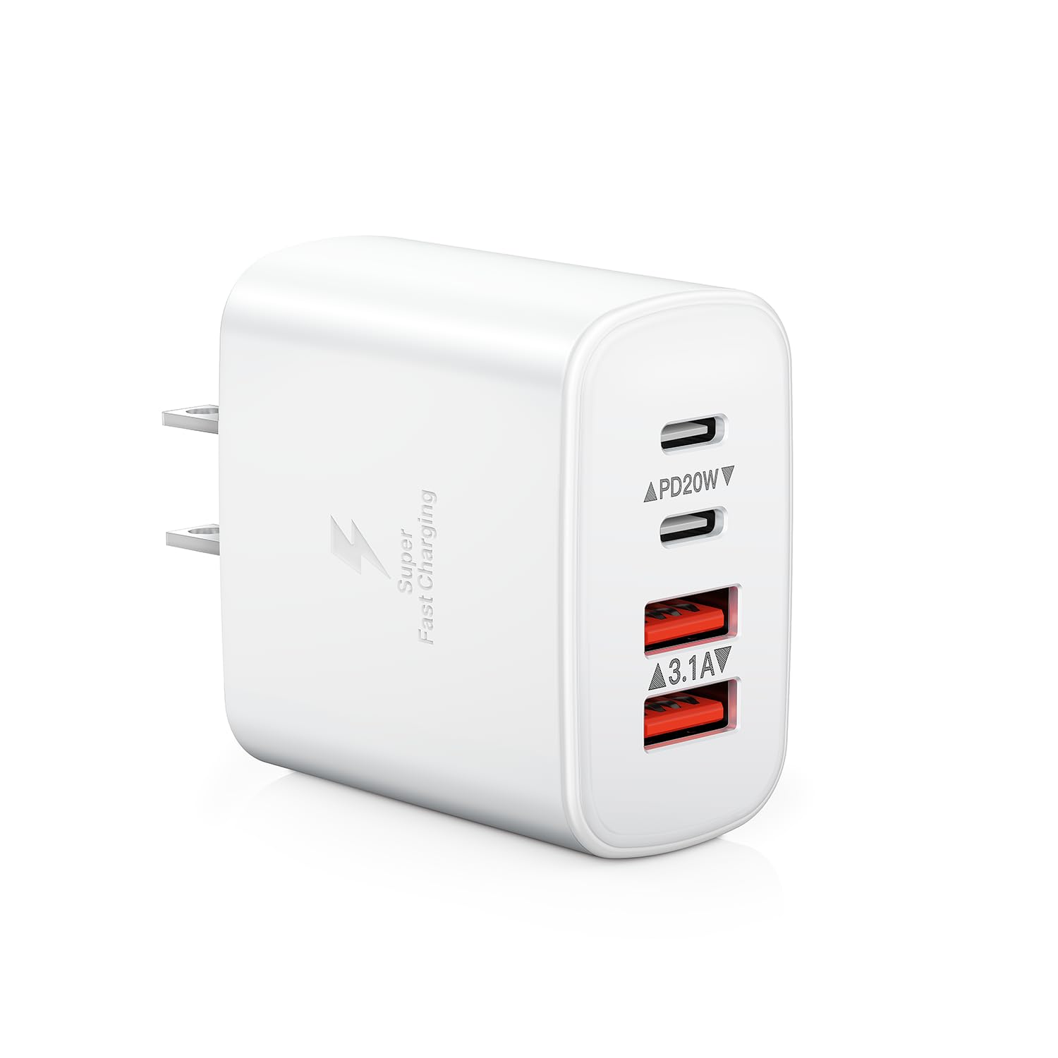 40W 4-Port USB C Fast Charger Block - Dual Type C Power Adapter Wall Plug for iPhone 15/14/13/12/11 Pro Max/XS/XR/X/SE/8 Plus, iPad, Samsung Galaxy - Compact Cube Charger for Home, Office & Travel