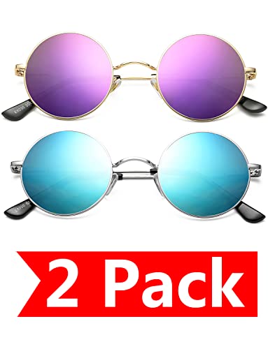 2 Pack (Gold/Purple Mirrored + Silver/Blue Mirrored)