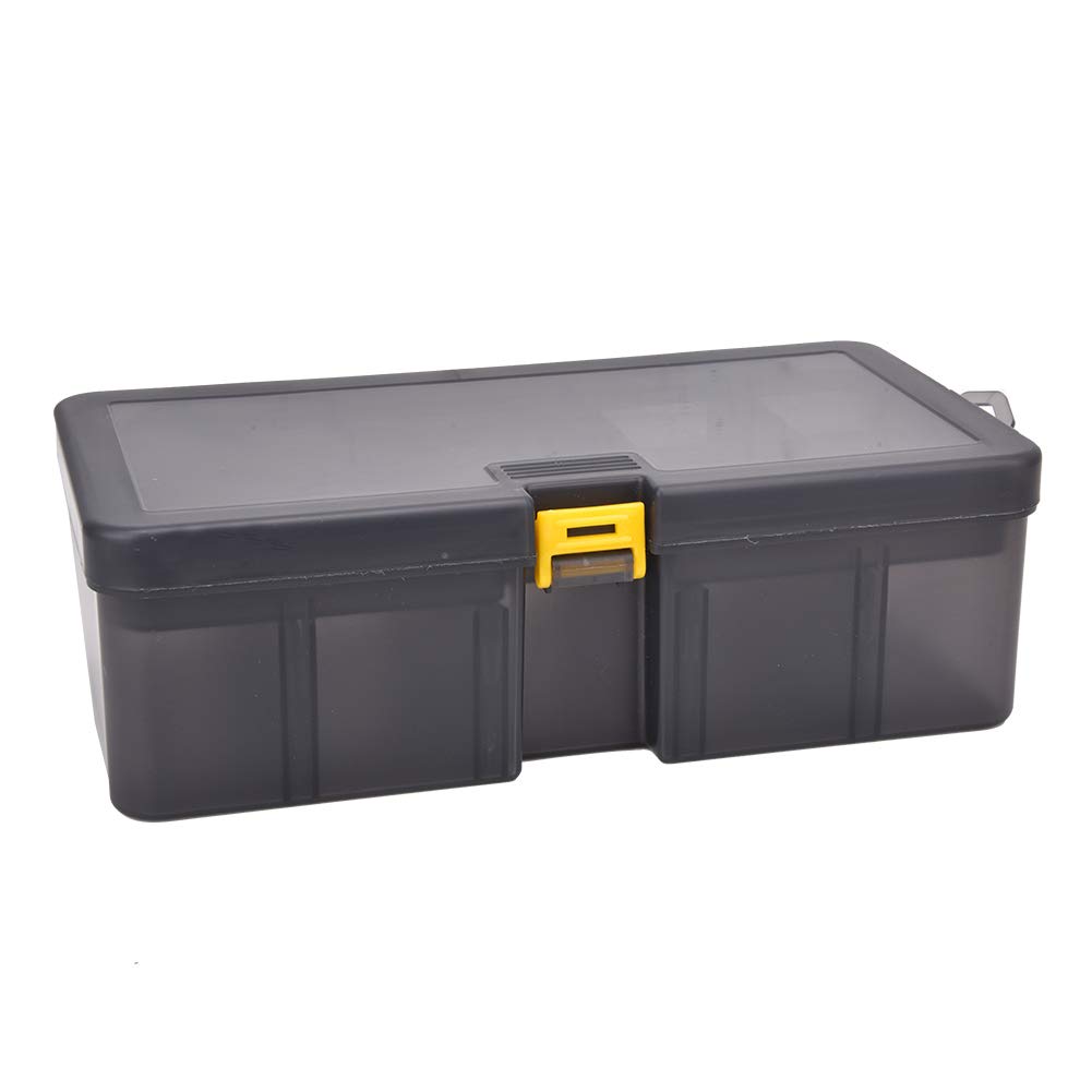 BORDSTRACT Double-Layer Plastic Fishing Tackle Box - Waterproof Black Lure Storage Case for Hooks, Baits, Jigs & Sinkers - Perfect for Freshwater & Saltwater Fishing Trips