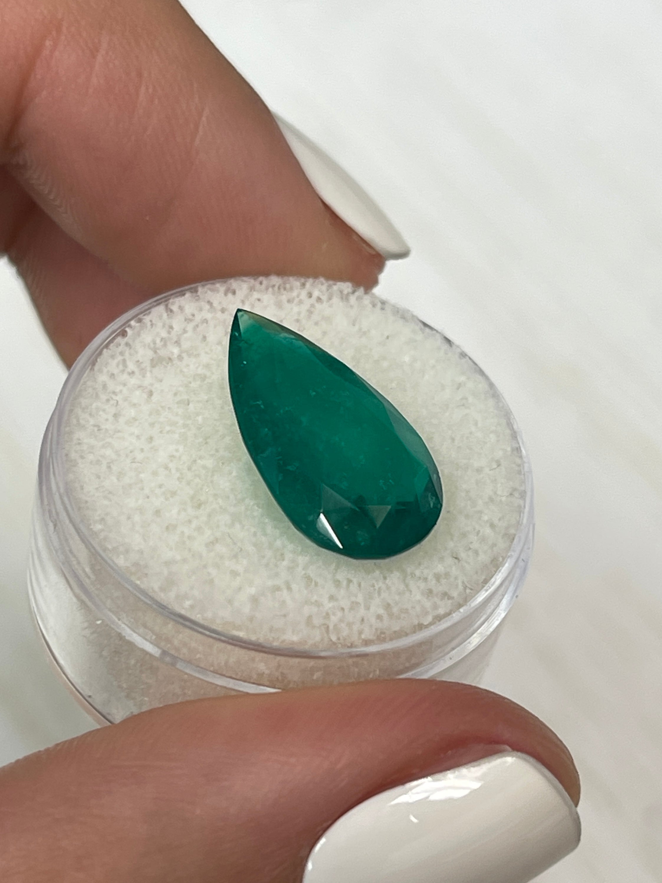 5.64 Carat 17.5x10.5mm Dark Muzo Green Natural Loose Colombian Emerald Pear Cut Gemstone for Jewelry Making & Engagement Rings
