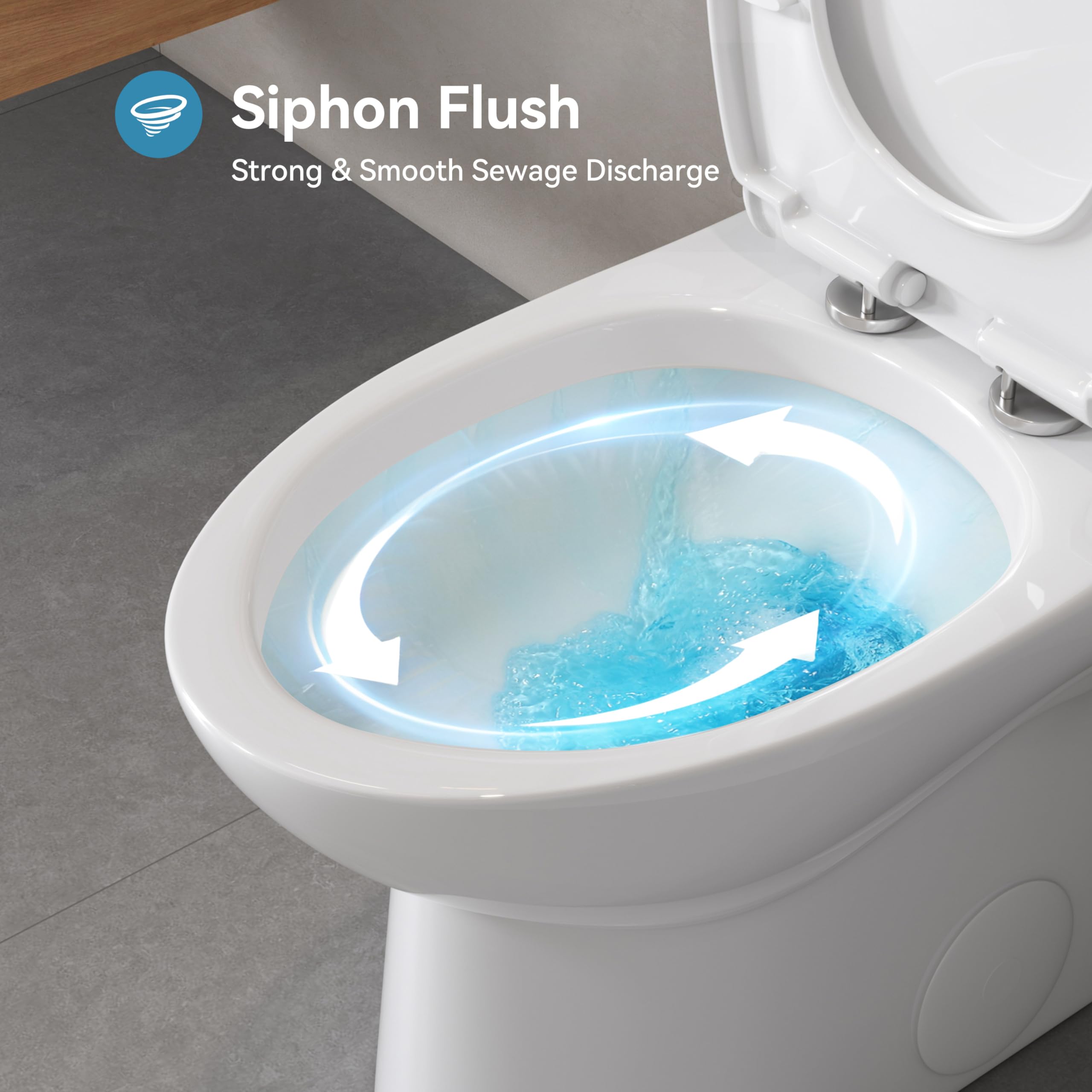 HOROW HR-LT137W Elongated One Piece Toilet with Soft Close Seat - Powerful & Quiet Dual Flush 1.1/1.6 GPF - 12-Inch Rough-In - 27.1x14.6x29.3 Inches - White - Perfect for Modern Bathrooms, Small Spaces & Water-Efficient Homes