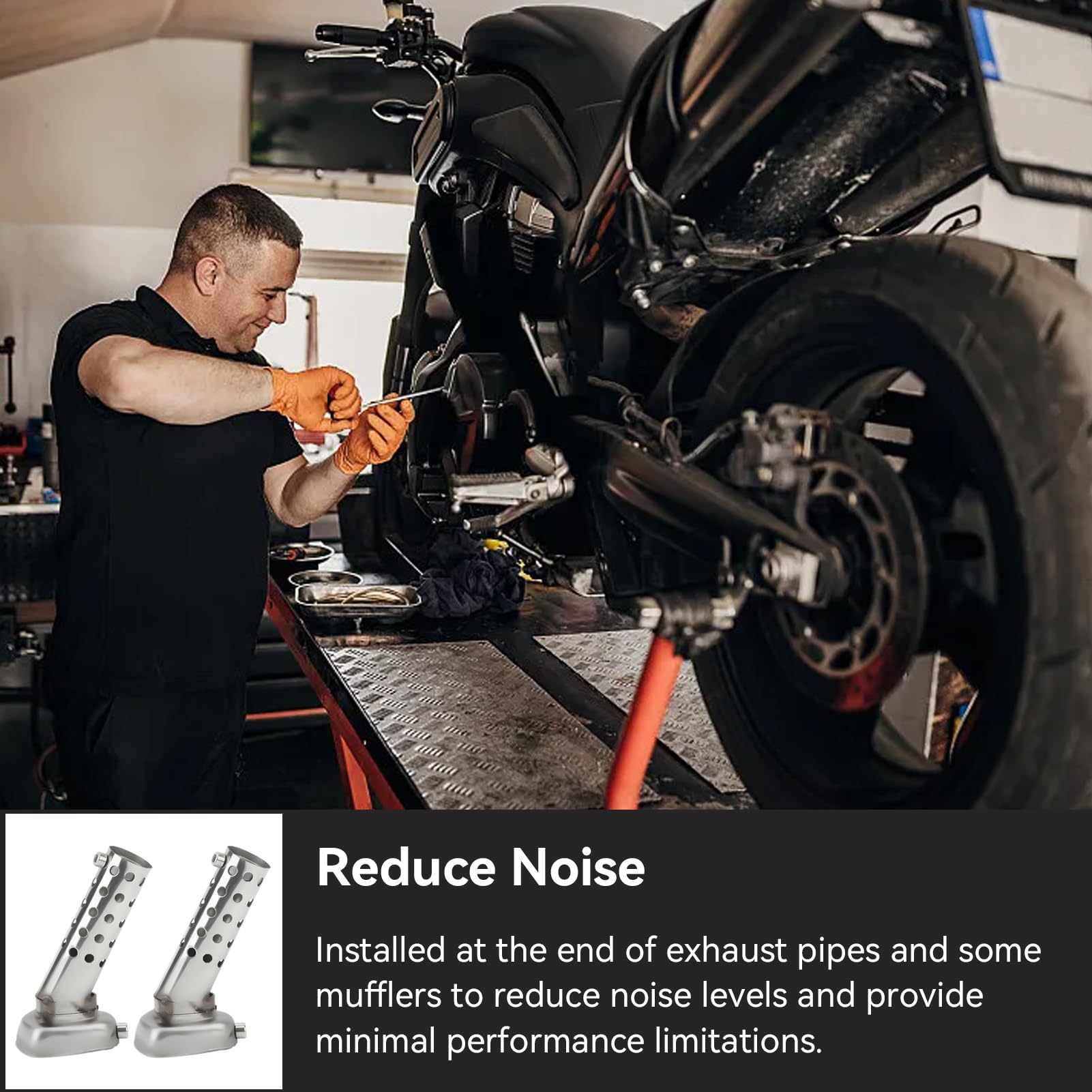 Universal Motorcycle Exhaust Silencer - 2 Pack for ATV, Scooter & Dirt Bike - Noise Reduction
