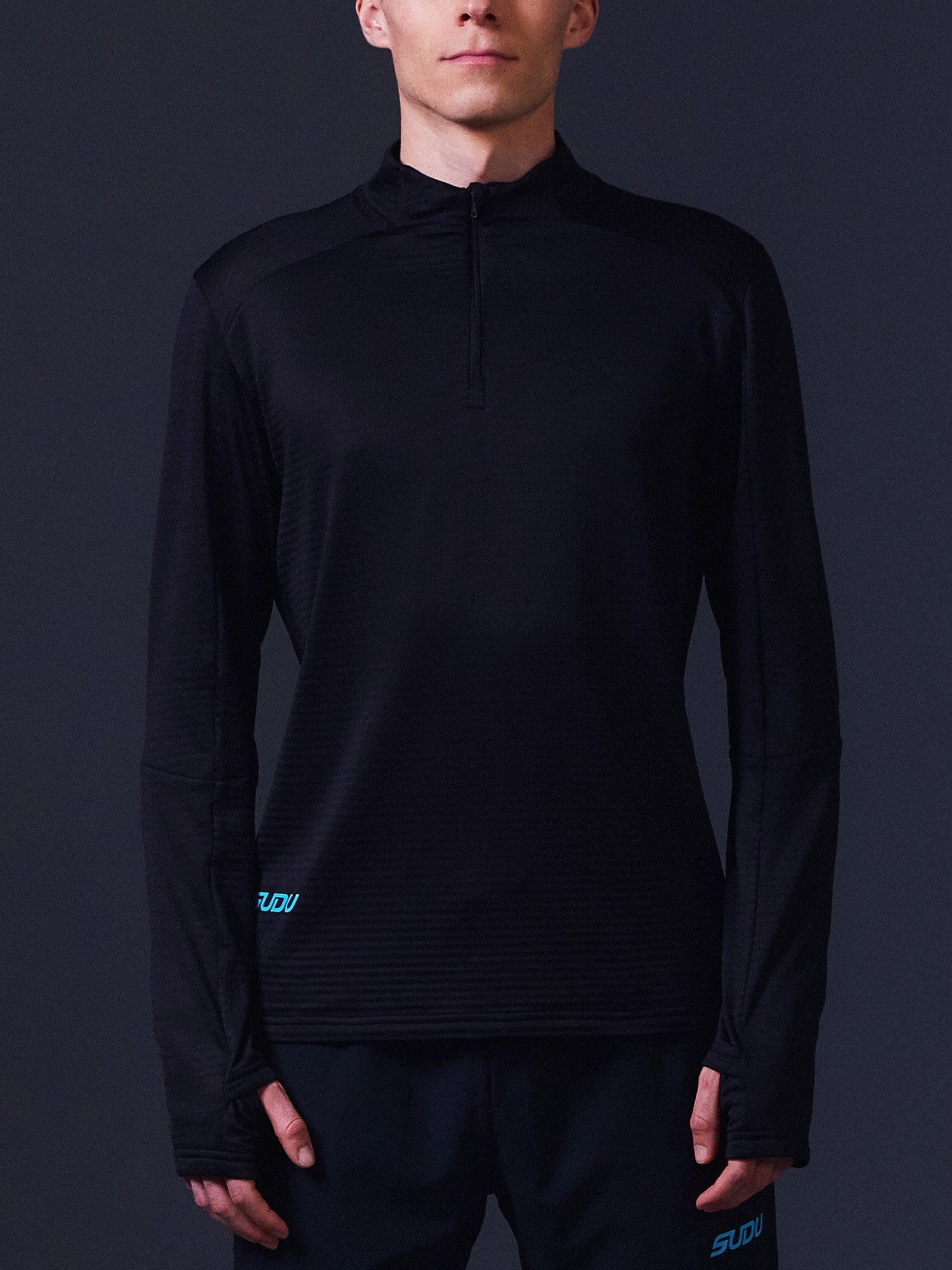 SRZ 01 Zip Mid Layer Jacket - Black & Light Blue | Lightweight Fleece for Hiking, Camping & Outdoor Activities