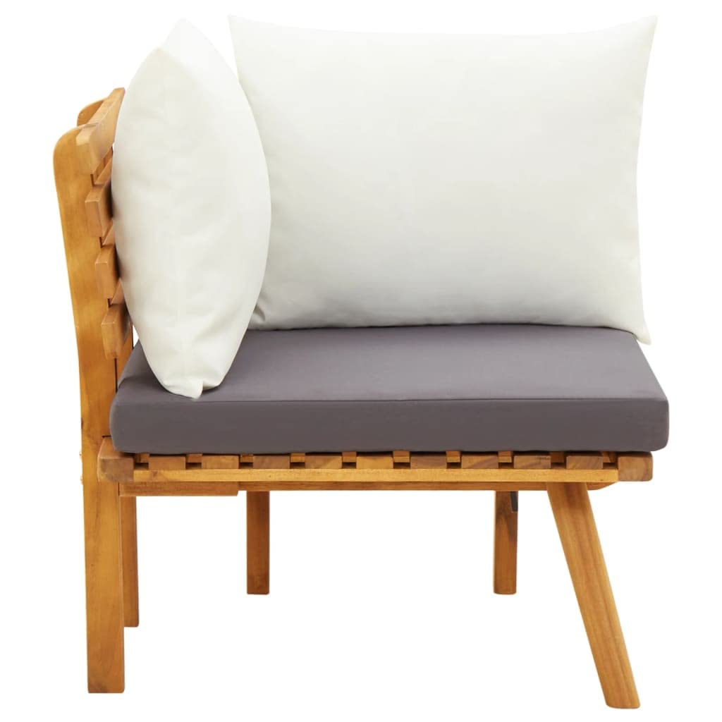 SKM Patio Corner Sofa with Weather-Resistant Cushions - Durable Solid Acacia Wood Outdoor Furniture Set - Perfect for Backyard, Garden, and Poolside Relaxation
