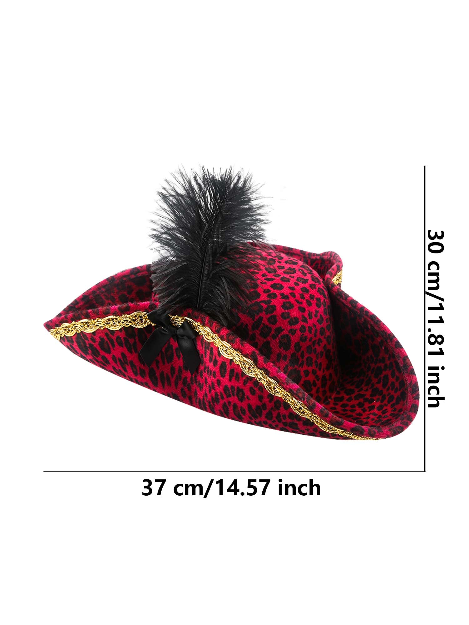 2 Pack Pirate Tricorn Hat with Feather - Caribbean Buccaneer Costume Hat for Women, Halloween Cosplay, Pirate Theme Party & Renaissance Faire Accessories (Perfect for Dress Up, Role Play & Historical Reenactments)