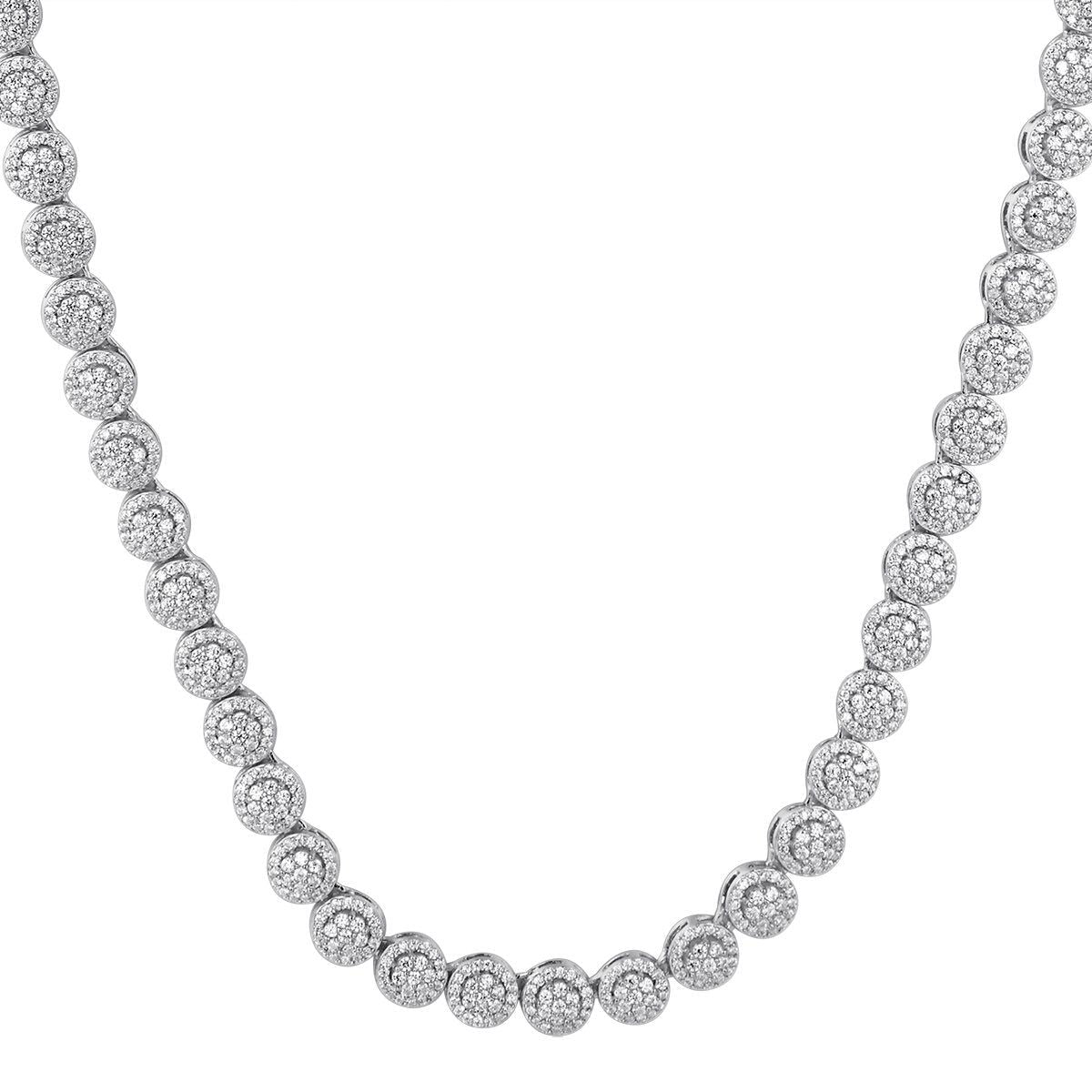 Men's Custom One Row Solitaire Flower Cluster Chain Necklace - Perfect for Weddings, Anniversaries & Special Occasions