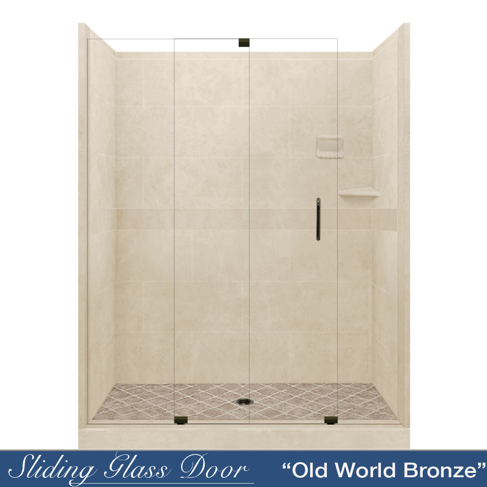 Diamond Solid Desert Sand 60-Inch Alcove Shower Enclosure Kit - Waterproof Bathroom Upgrade for Modern Homes