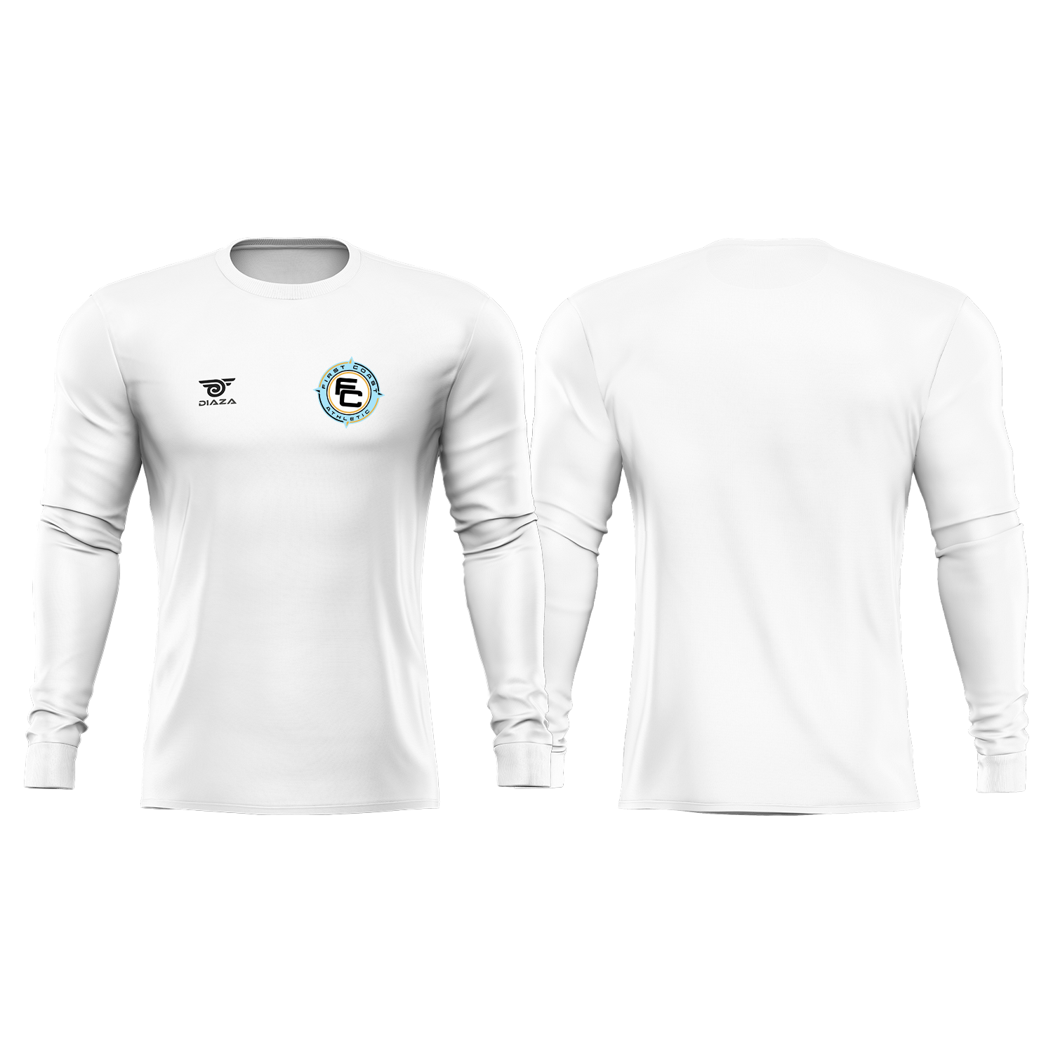 First Coast Athletic Long Sleeve Dipro Shirt - Moisture Wicking Workout Top for Men & Women - Perfect for Running, Gym & Outdoor Sports (White)