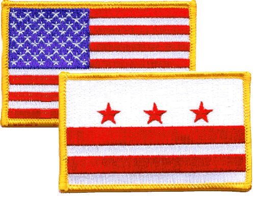 District of Columbia USA Flag Iron-on Embroidered Patch Combo Pack - Patriotic Sewing Supplies for Jackets, Bags & Uniforms