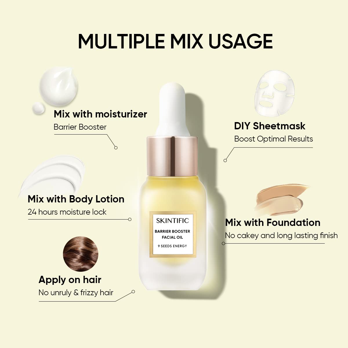 Barrier Booster Facial Oil 10ml - Lightweight Moisturizing Oil for Face, Hair & Skin | Non-Greasy Essential Oil Blend with Aromatic Benefits | Perfect for Daily Hydration, Massage & Self-Care Rituals
