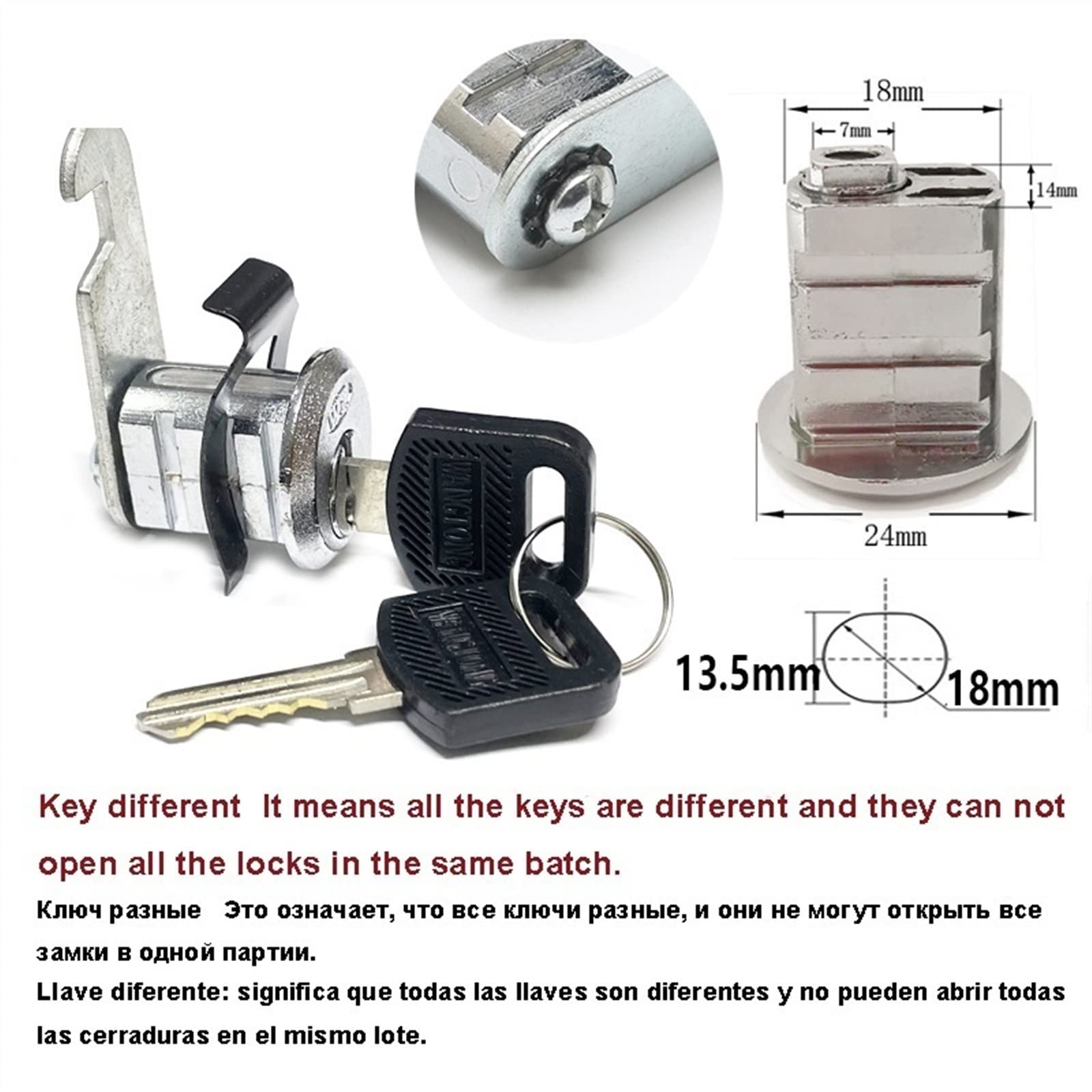 Black Spring Insert Lock for Filing Cabinets, Changing Cabinets & Lockers - Silver Cabinet Cam Lock (1 Pack) | Secure Storage Solutions for Office, School & Home Use