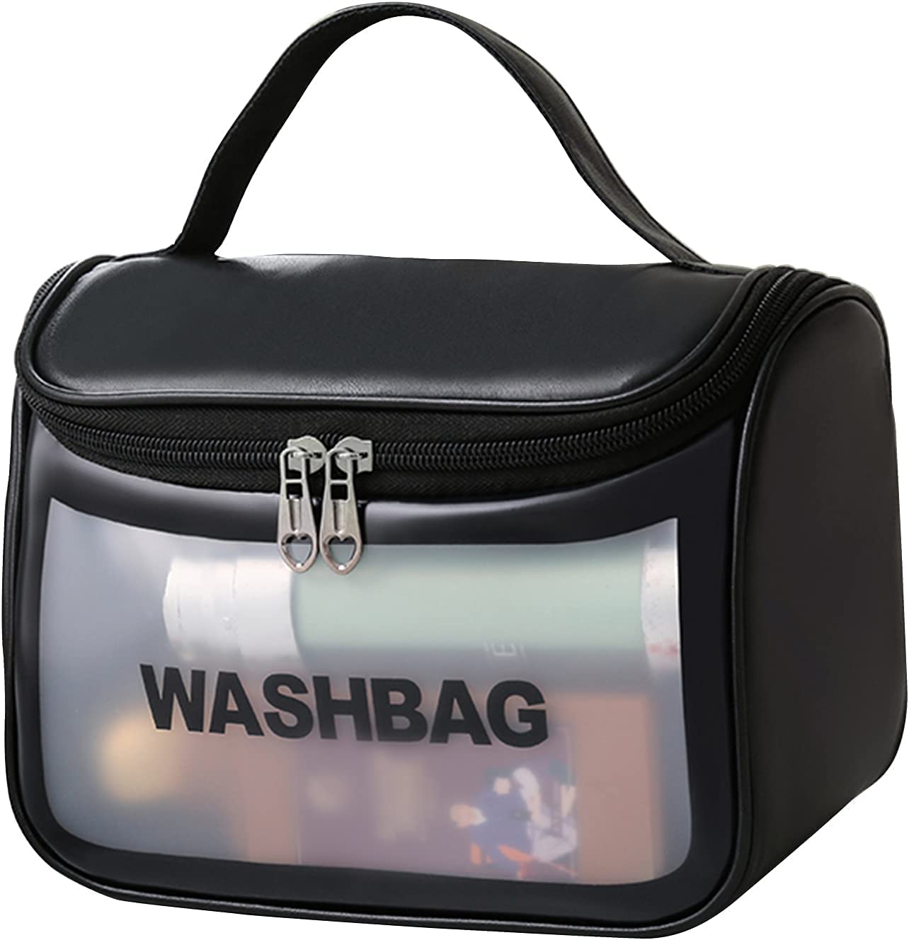 Aepigo Women's Cosmetic Bag - Waterproof Makeup Pouch & Travel Toiletry Organizer for Cosmetics, Brushes, Skincare - Perfect for Travel, Gym, Daily Use (Black)
