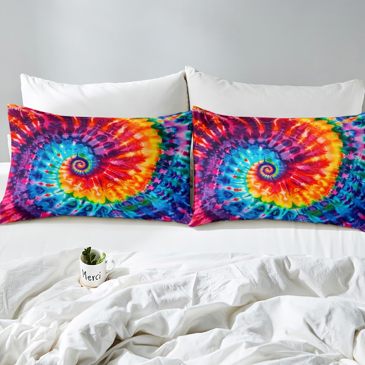 Vibrant Tie-Dyed Twin XL Bed Sheet Set - Psychedelic Spiral Design for Kids & Teens | Soft & Breathable 2-Piece Bedding | Perfect for Dorm Rooms, Sleepovers & Fun Bedroom Decor
