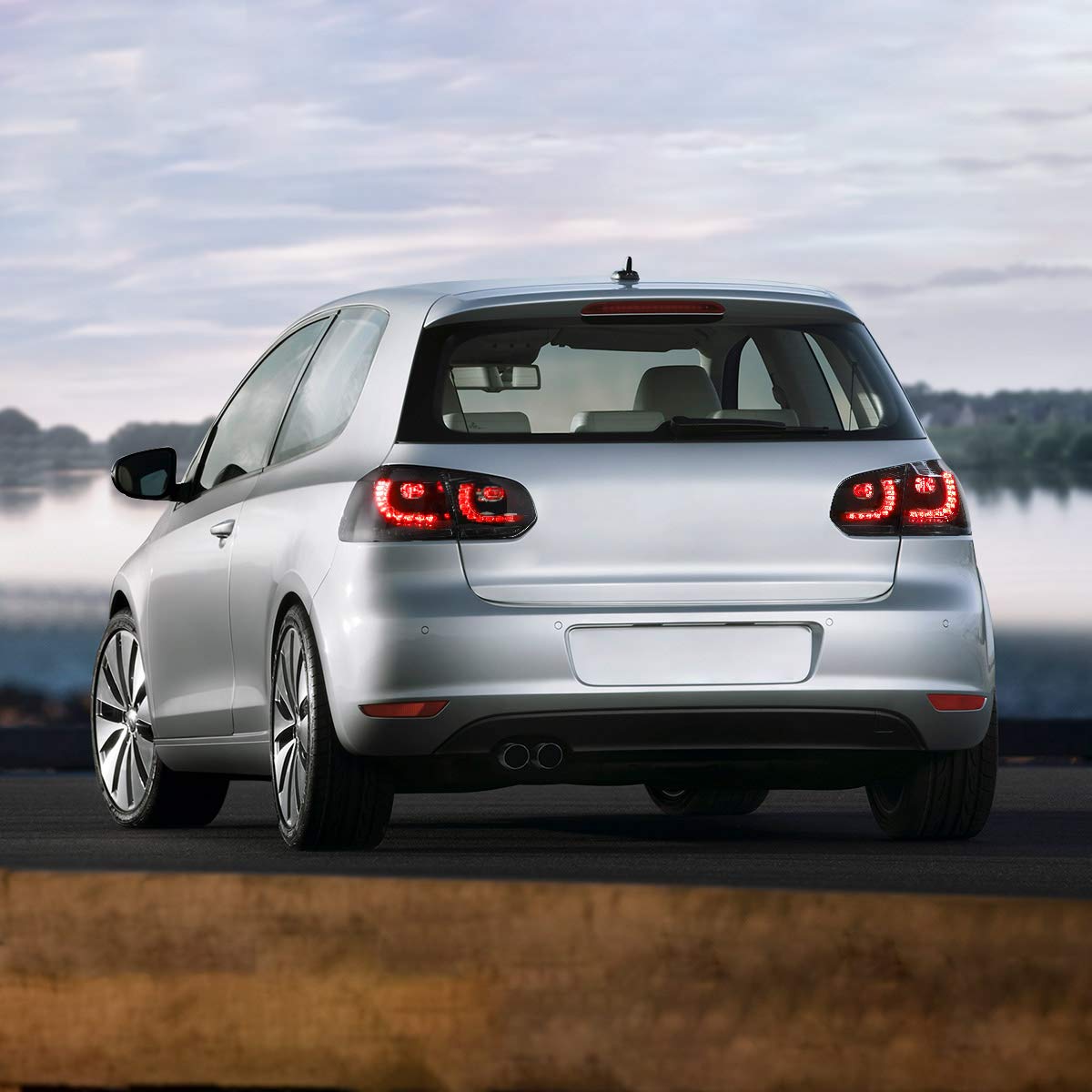 VLAND Full LED Tail Lights for VW Golf 6 MK6 (2010-2014) - Sequential Turn Signals, Brake Lights, DRL, Reverse & Fog Lights with Smoked Lens - Premium Rear Lamp Assembly for Enhanced Style & Safety - Perfect for Night Driving & Car Customization