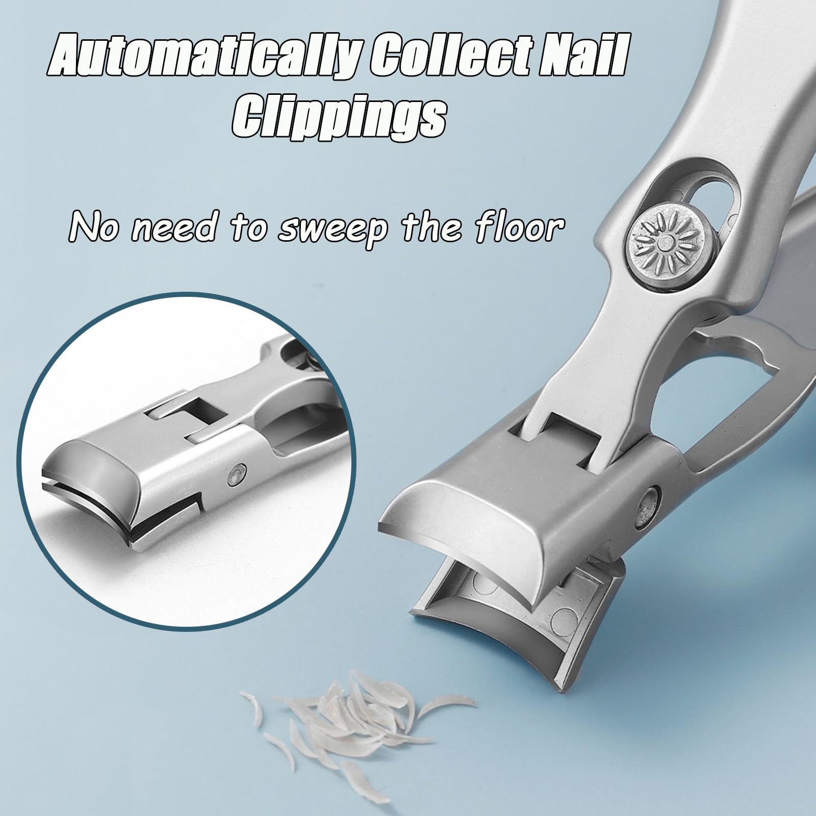 **Ultra Wide Jaw Opening Nail Clippers for Men & Seniors - German Stainless Steel Telescopic Toenail Clippers, Portable & Ultra Sharp with Anti-Splash Design (Silver A+B) - Perfect for Travel, Home, and Professional Grooming**