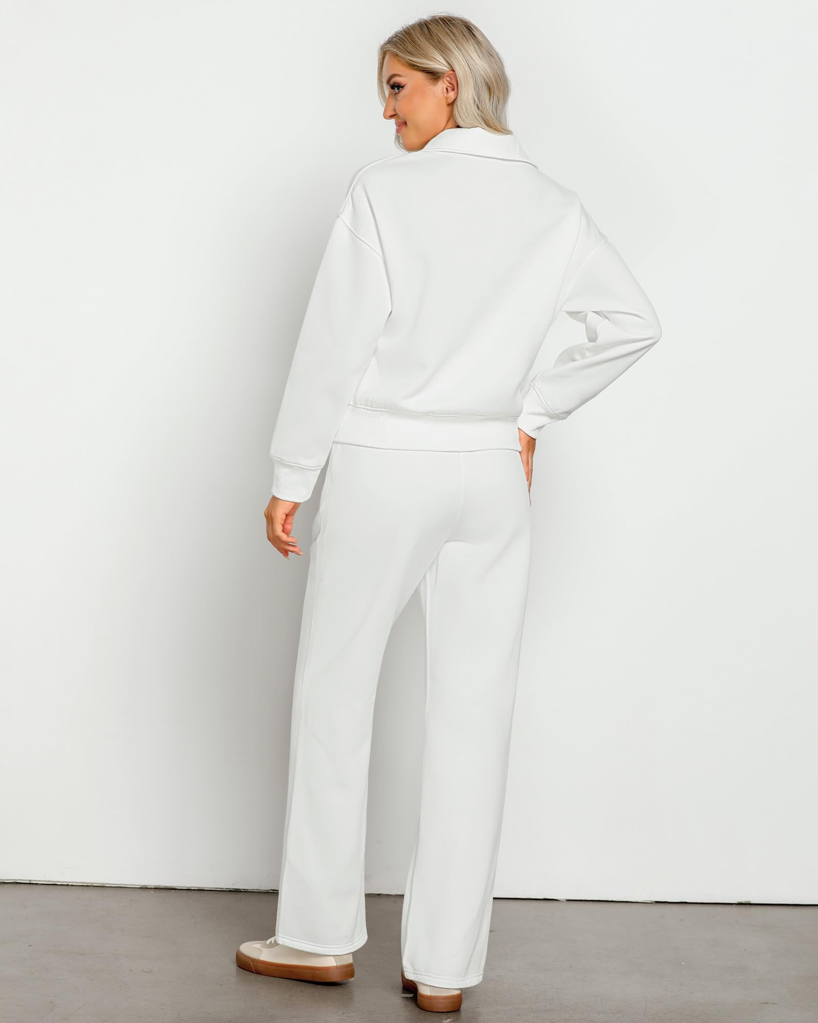 GRAPENT Women's Fleece 2-Piece Sweatsuit Set - Half Zip Sweatshirt & Wide Leg Sweatpants | Cozy Lounge Wear & Casual Tracksuit for Home, Workout & Streetwear Fashion
