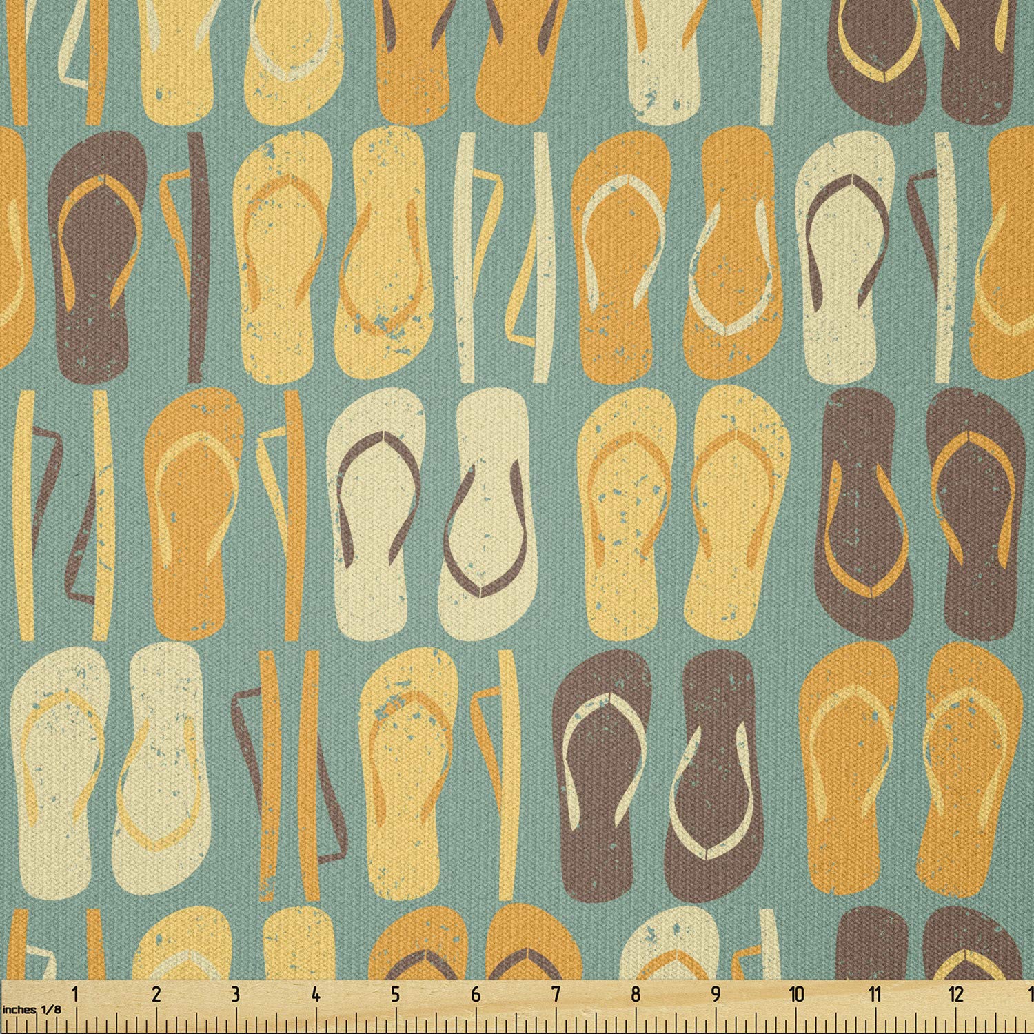 Ambesonne Beach Fabric by The Yard - Weathered Flip Flops Summer Seaside Vacation Stretch Knit Fabric for Clothing, Sewing & DIY Crafts (10 Yards, Multicolor) - Perfect for Beachwear, Swim Coverups & Summer Fashion Projects