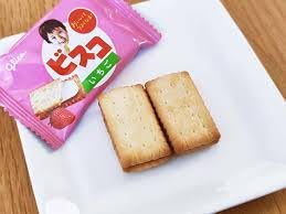 Bisco Strawberry Cream Sandwich Biscuits 0.8oz (20pcs) - Japanese Snack, Ninjapo - Perfect for Lunchboxes, Tea Time & Office Snacks
