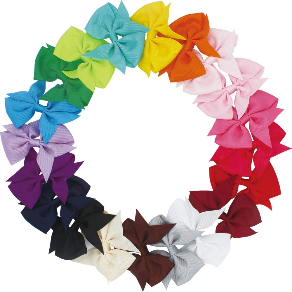 JOYOYO 20 Pcs Hair Bows for Girls - 3.5 Inch Medium Size Hair Clips for Toddlers & Kids - Perfect for School & Parties