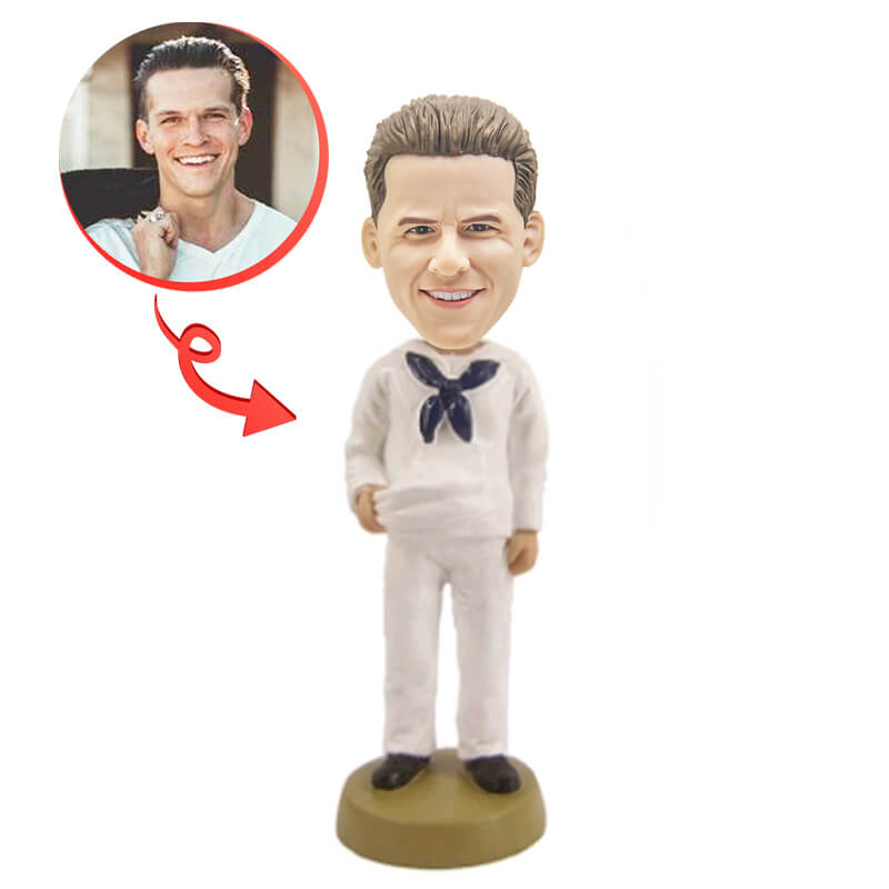 Custom Sailor Bobblehead - Personalized Nautical-Themed Figurine for Office Desk, Home Decor, or Gift | Unique Handmade Collectible