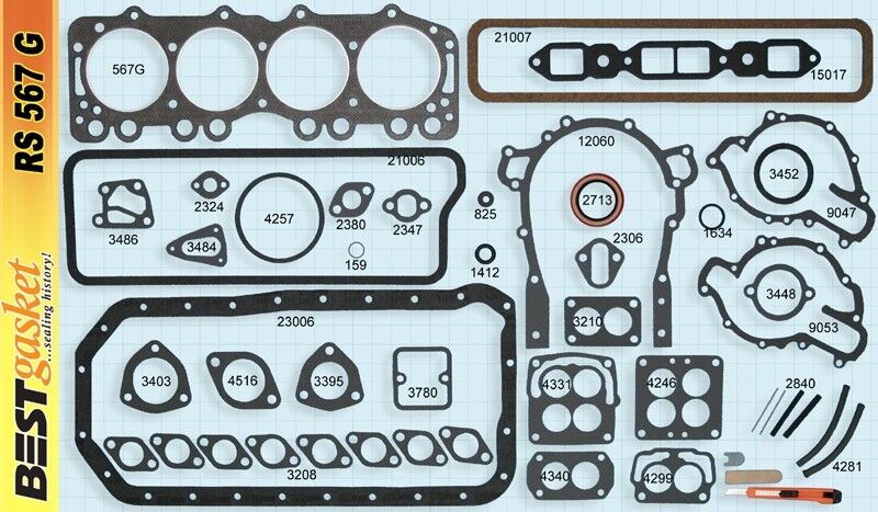 Buick Chevy GMC 264 322 V8 Full Engine Gasket Set Kit - Complete Head & Intake Gaskets for 1953-1959 Models - Perfect for Classic Car Restoration & Engine Rebuild Projects