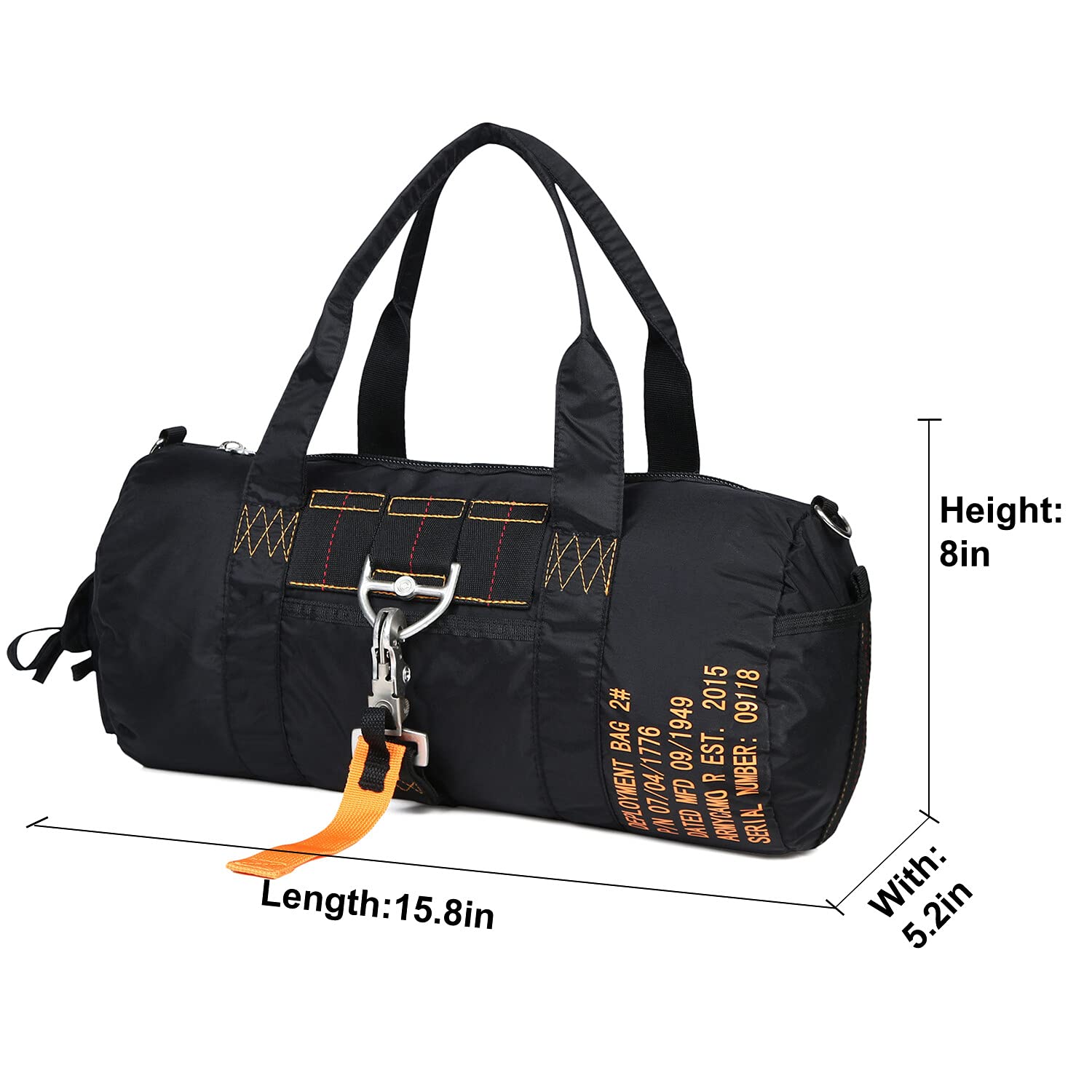 Greencity Small Gym Bag - Waterproof Lightweight Travel Duffel Bag for Women & Men - Sports Tote, Tactical Parachute Weekender Workout Bag - Perfect for Gym, Travel & Outdoor Activities (Black)