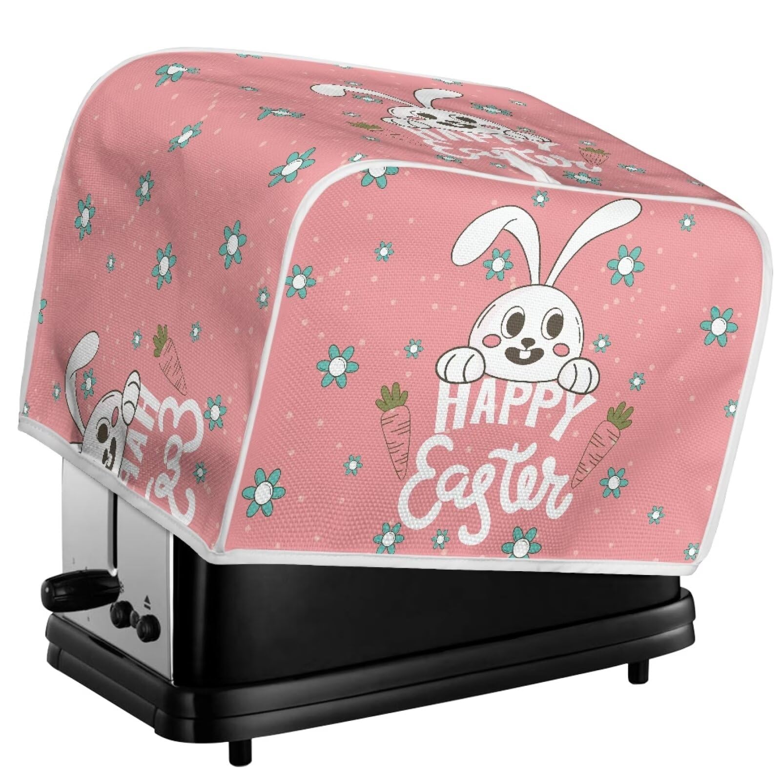 Happy Easter Bunny Toaster Cover 2 Slice - Lightweight Kitchen Appliance Protector, Machine Washable Dustproof Cover for Toasters - Perfect Easter Home Decor & Kitchen Accessory for Holiday Baking & Breakfast Protection