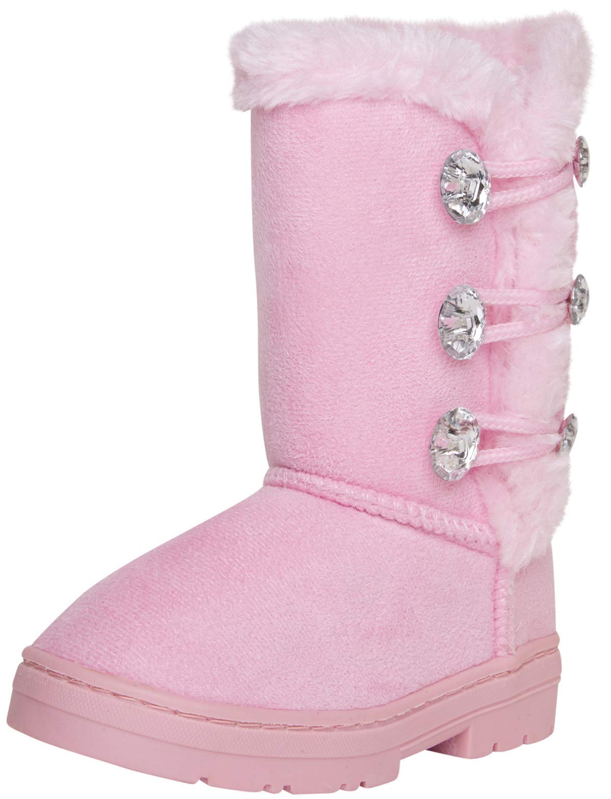 Bebe Girl's Fur Lined Winter Boots with Rhinestone Details - Warm Snow Boots for Toddler, Little Girl & Big Girl - Perfect for Snow Play, Winter Outings & Cold Weather Fashion