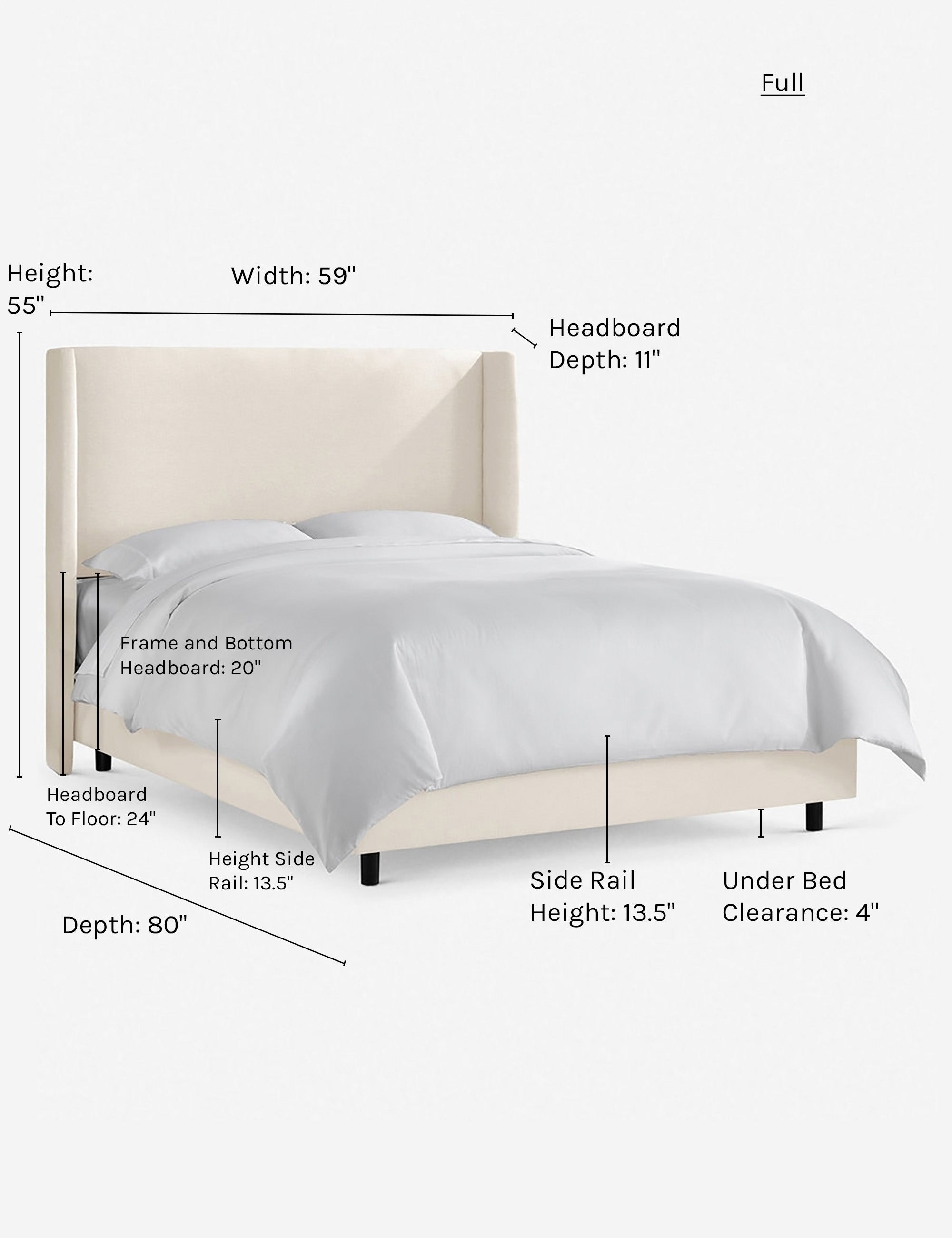 Adara Queen Size Bed Frame with Upholstered Headboard - Modern Platform Bed for Bedroom, Living Room & Guest Room