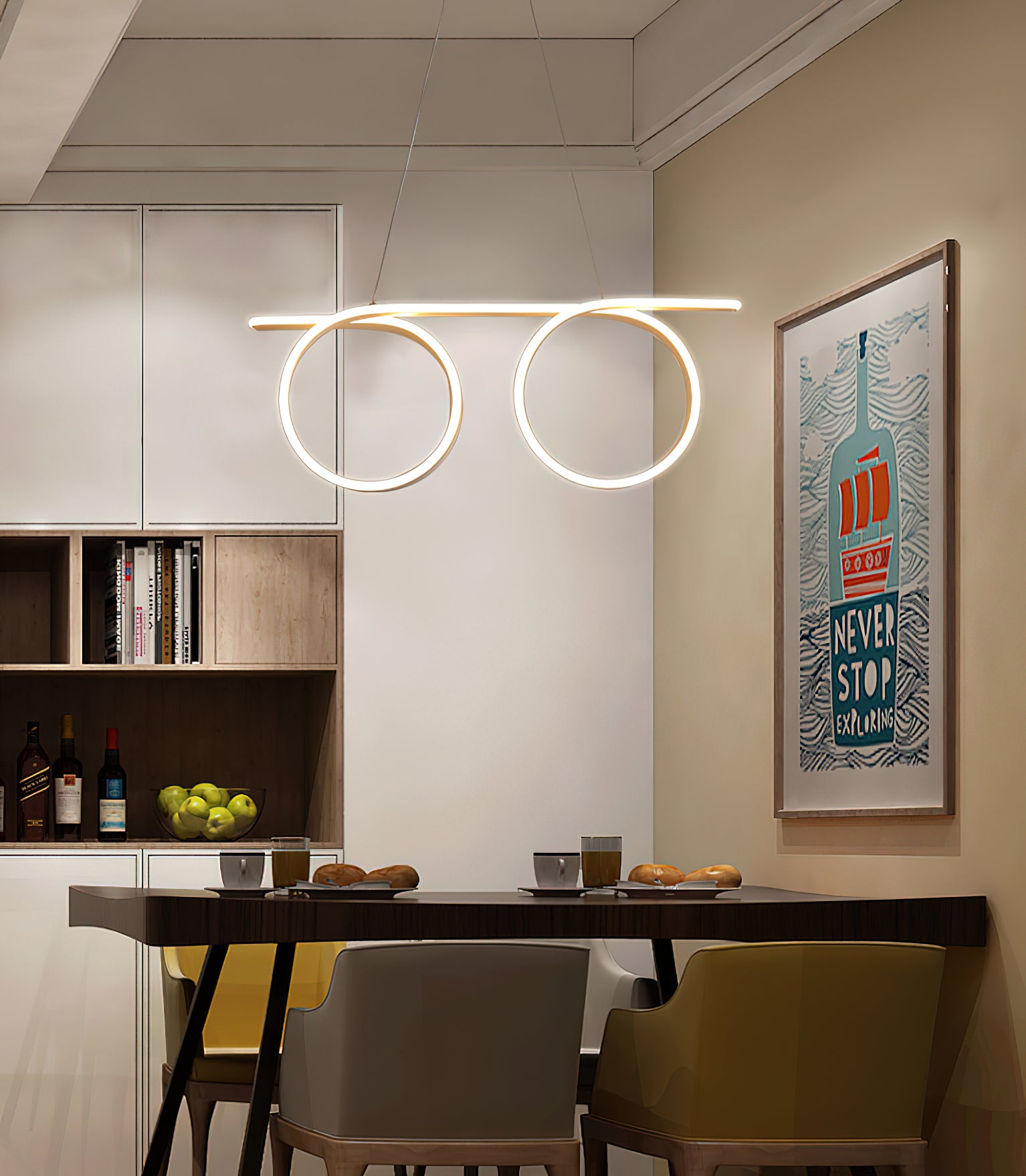 Modern Hanging LED Pendant Light - Dimmable Ceiling Fixture for Kitchen Island, Dining Room & Bedroom Decor | Energy Efficient Lighting Solution