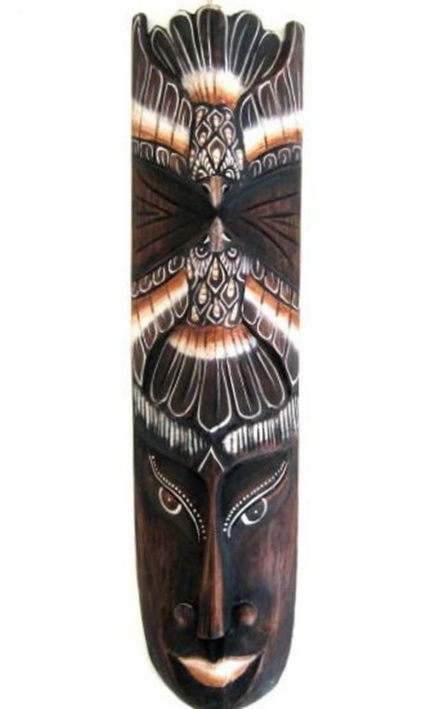 Handcrafted Wooden OMA Barong Lion Wall Mask - African Tiki Inspired Home Decor for Protection & Good Fortune - Perfect for Living Room, Bedroom or Office Feng Shui Decorations