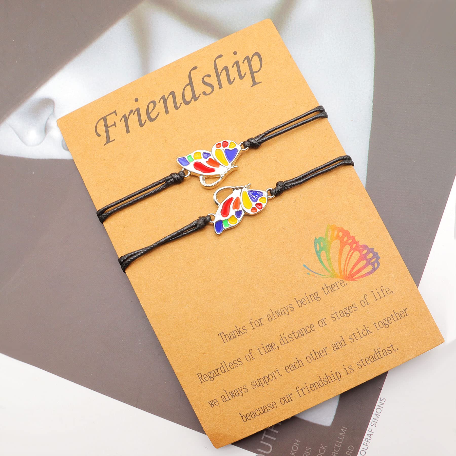 YOOESTORES82 Best Friends Butterfly Friendship Bracelets & Anklets Set, Long Distance BFF Matching Promise Bracelets for Women, Perfect Birthday Gifts for Besties, Ideal for Anniversaries, Graduations, and Everyday Wear