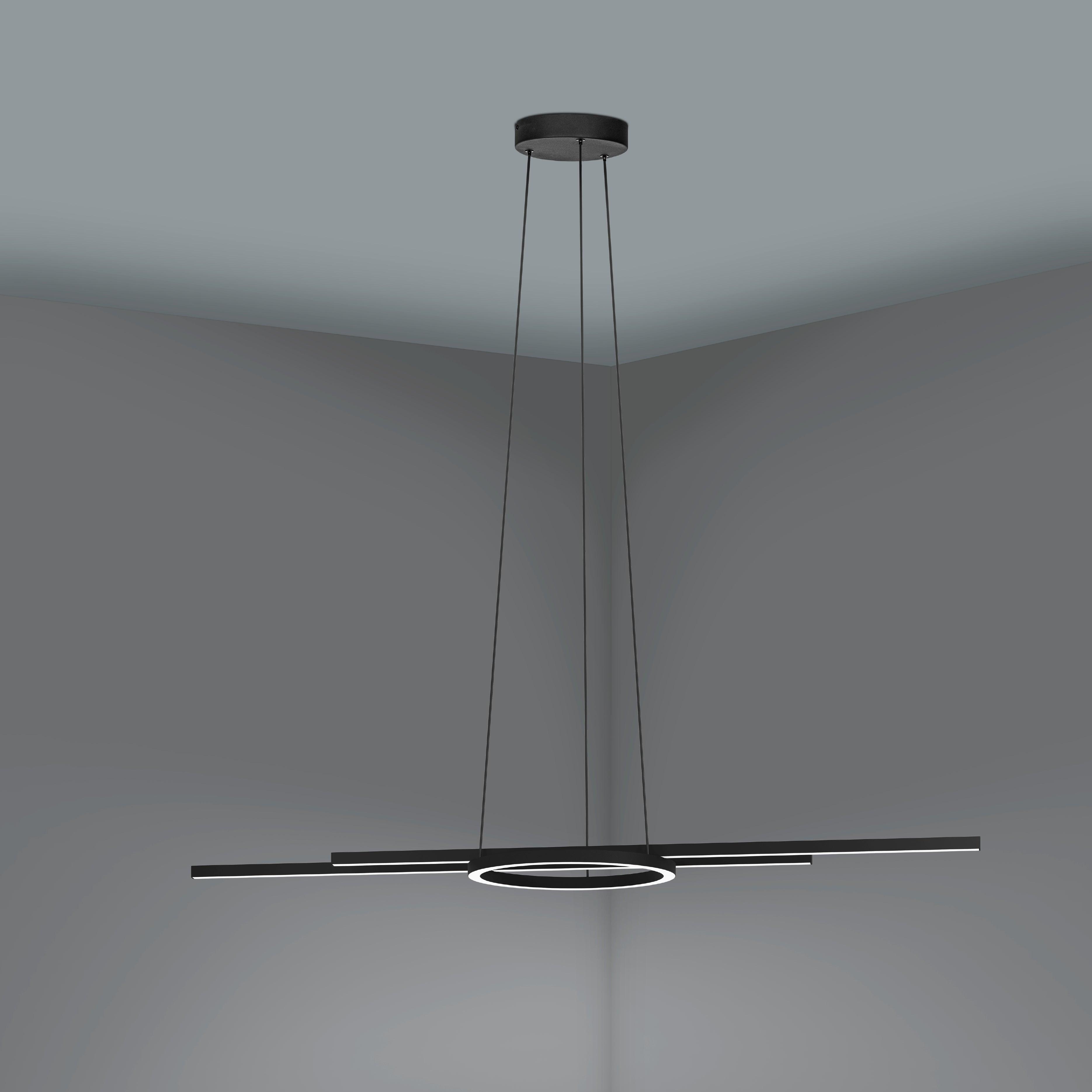 Eglo Connect Zillerio Z Smart LED Black Ceiling Pendant Light - Modern Dimmable Hanging Fixture for Kitchen, Dining Room & Bedroom Lighting