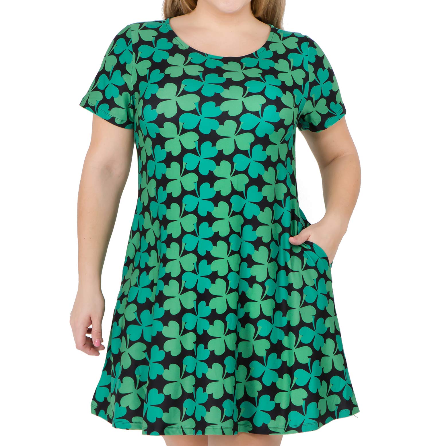 ICONOFLASH Women's Casual Summer Dresses with Pockets - Short Sleeve Floral Print A-Line Dress for Beach, Vacation & Daily Wear