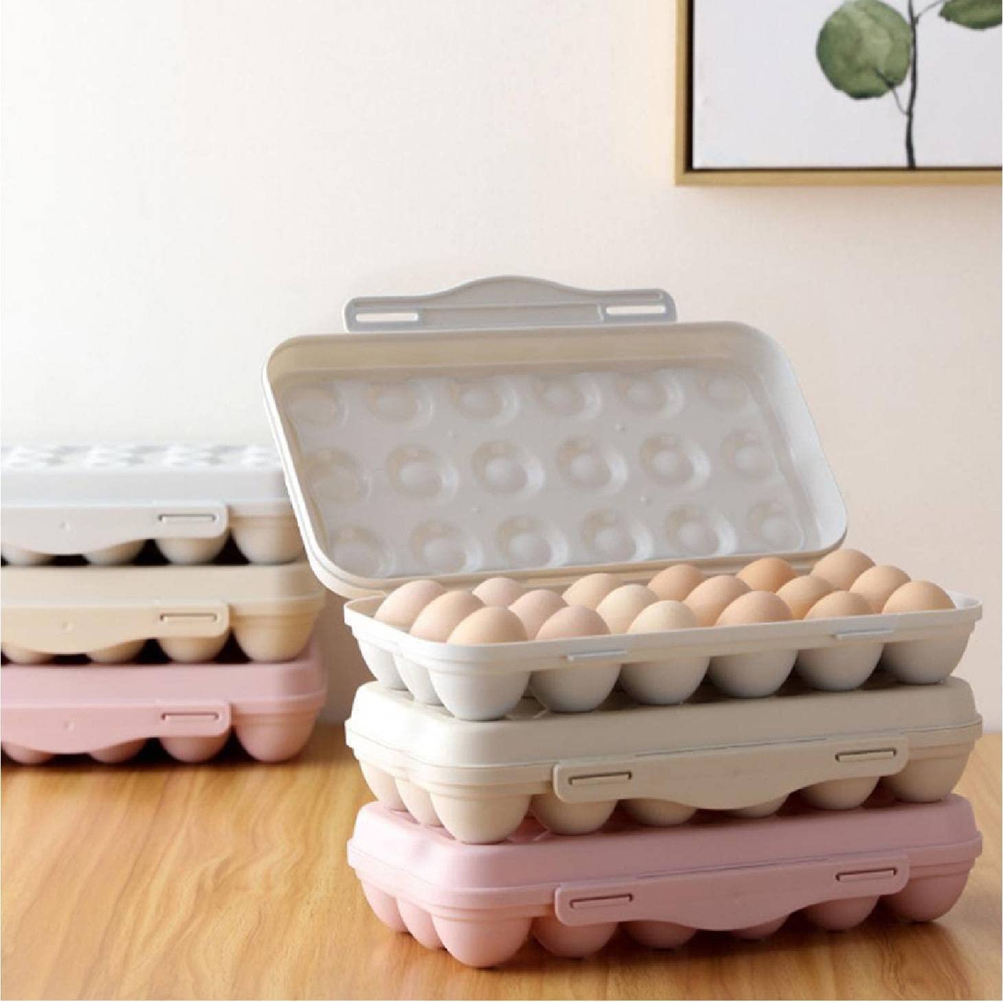 Valkyrin Plastic Egg Holder - 18 Egg Storage Tray with Lid, Refrigerator Egg Organizer for Kitchen, Fridge & Freezer | Fresh Keeping Egg Container, Perfect for Home Use & Meal Prep Organization