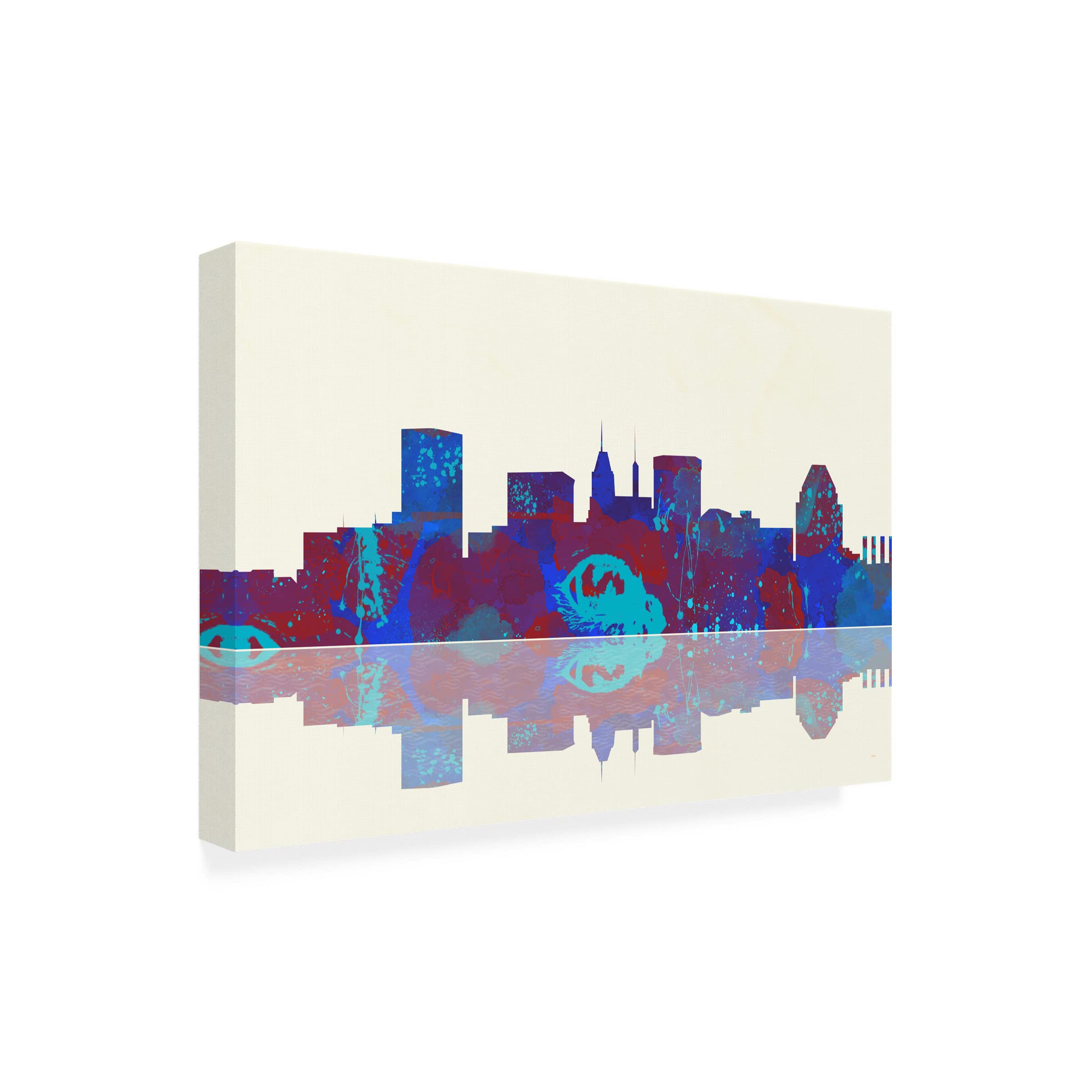 Trademark Fine Art 'Baltimore Maryland Skyline 1' Canvas Wall Art by Marlene Watson - 16x24 Inches - Perfect for Living Room, Bedroom & Office Decor