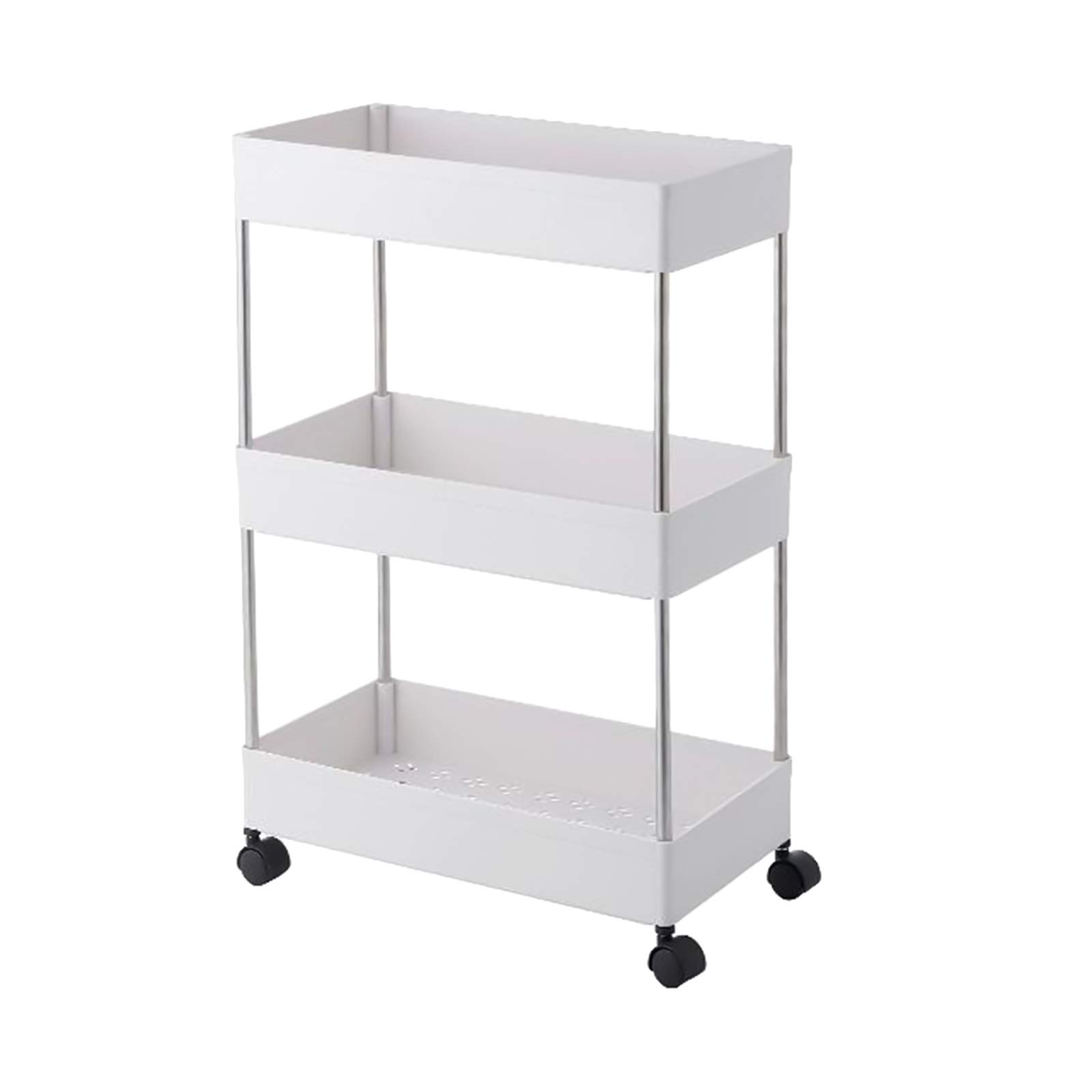 MERIGLARE 3-Tier Narrow Storage Basket Organizer - Slide Out Mobile Shelf for Pantry, Bathroom & Closet Organization - Space Saving Home Storage Solution
