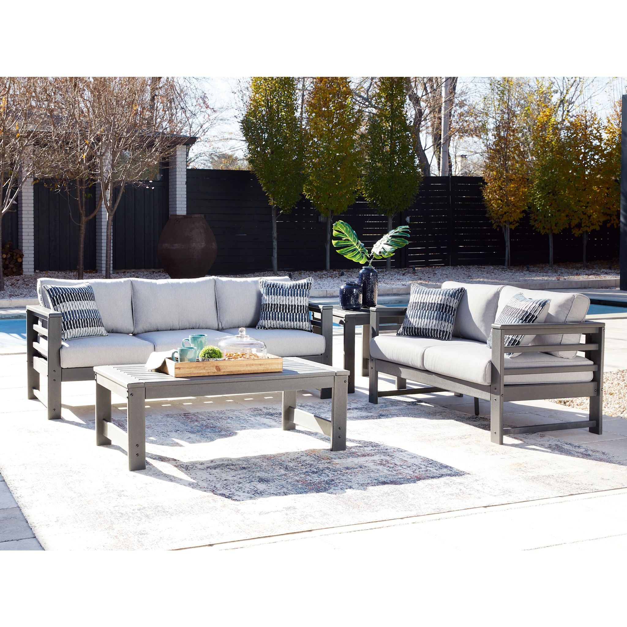 Amora Outdoor Loveseat with Cushion - Waterproof Patio Furniture Set, Charcoal Gray - Perfect for Garden, Backyard, Poolside & Balcony Relaxation