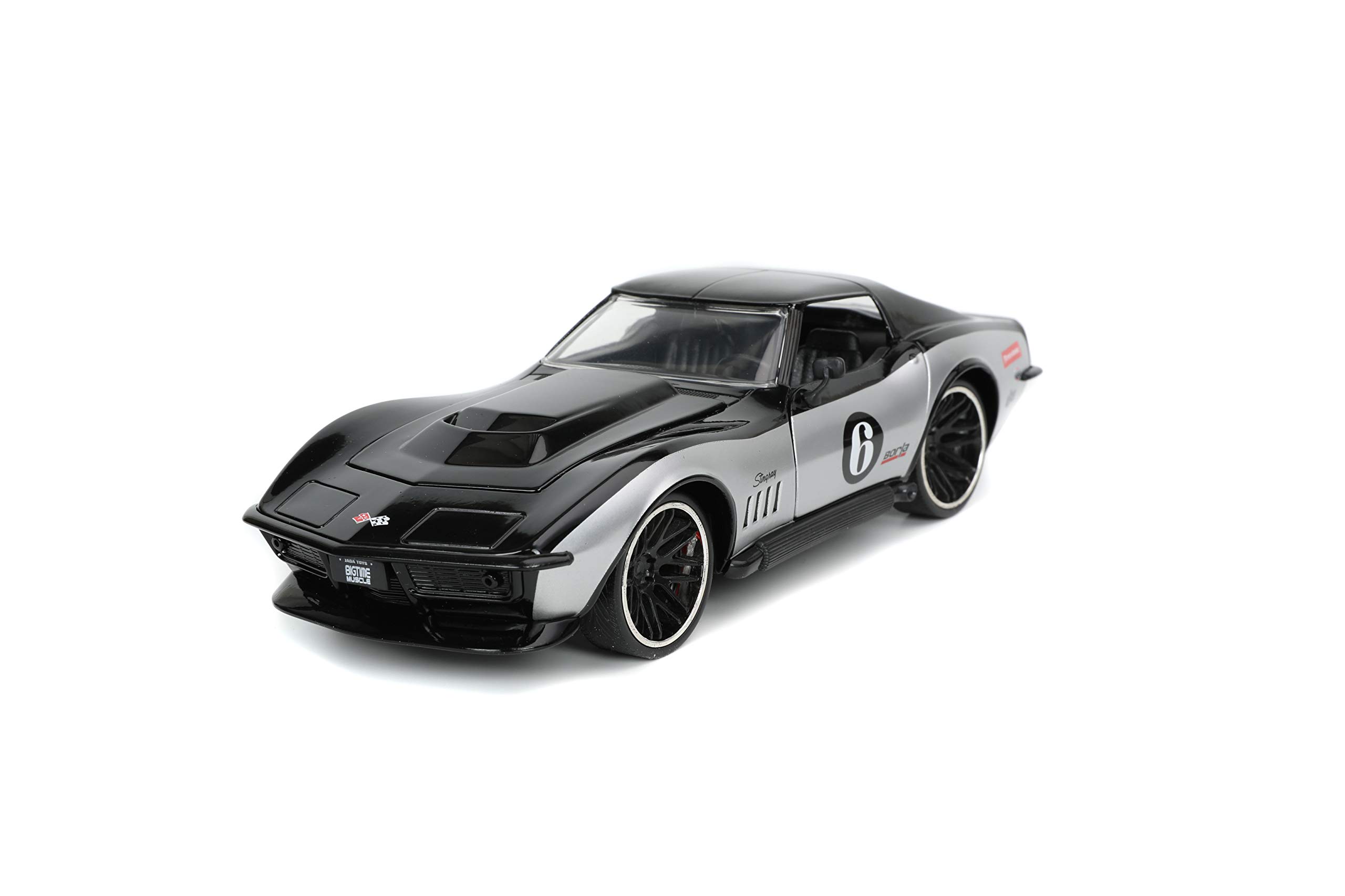 Jada Toys Bigtime Muscle 1:24 Scale 1969 Chevy Corvette Stingray Die-Cast Model Car - Black Collectible Vehicle for Kids & Adults | Perfect for Display, Gift Giving & Car Enthusiast Collections