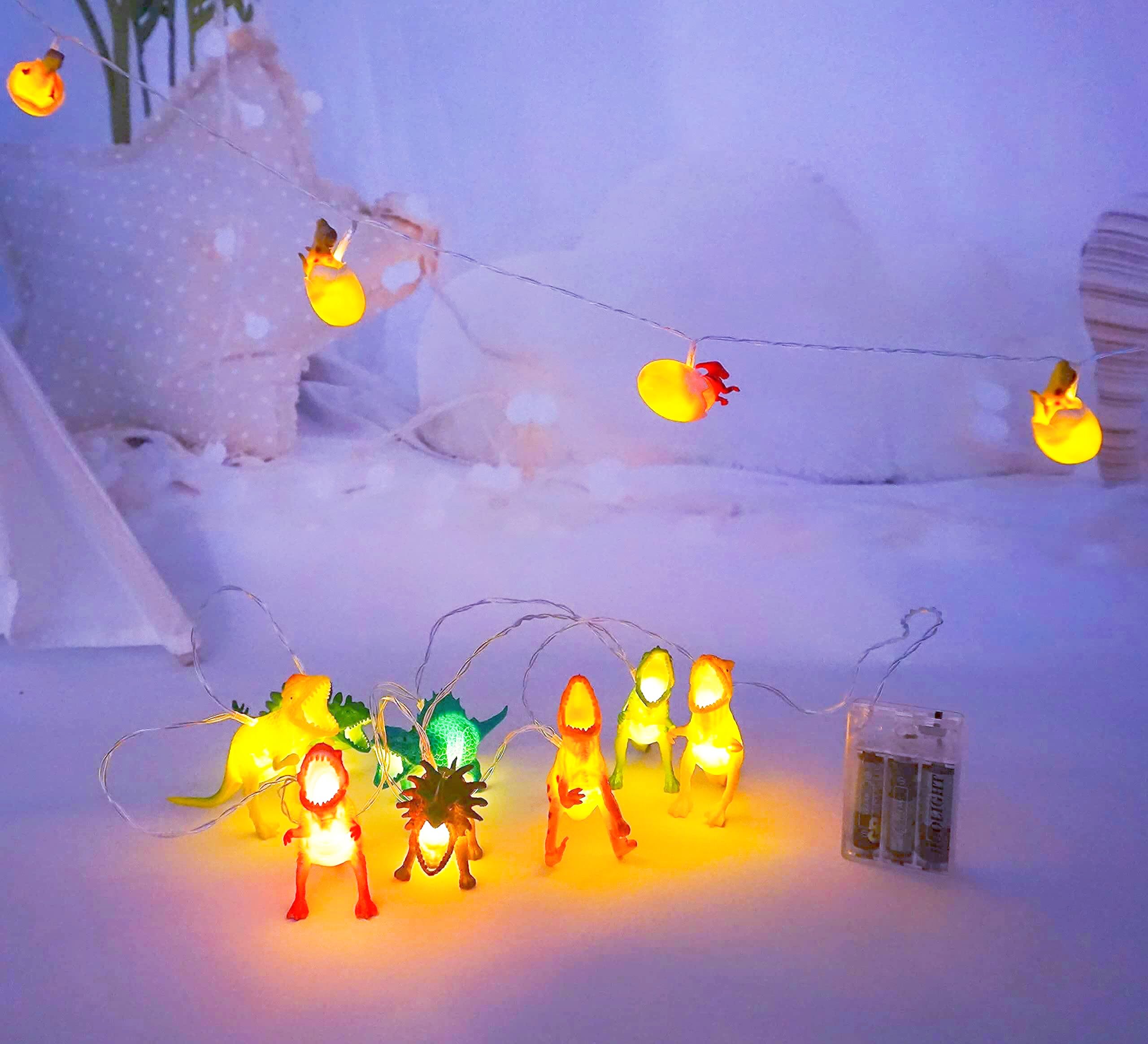 2 Pack LED Dinosaur String Lights - 10FT Battery Operated Dino Lights for Boys Room Decor, Kids Bedroom, Birthday Party & Indoor Dinosaur Theme Decoration - Perfect Gift for Children & Dinosaur Lovers