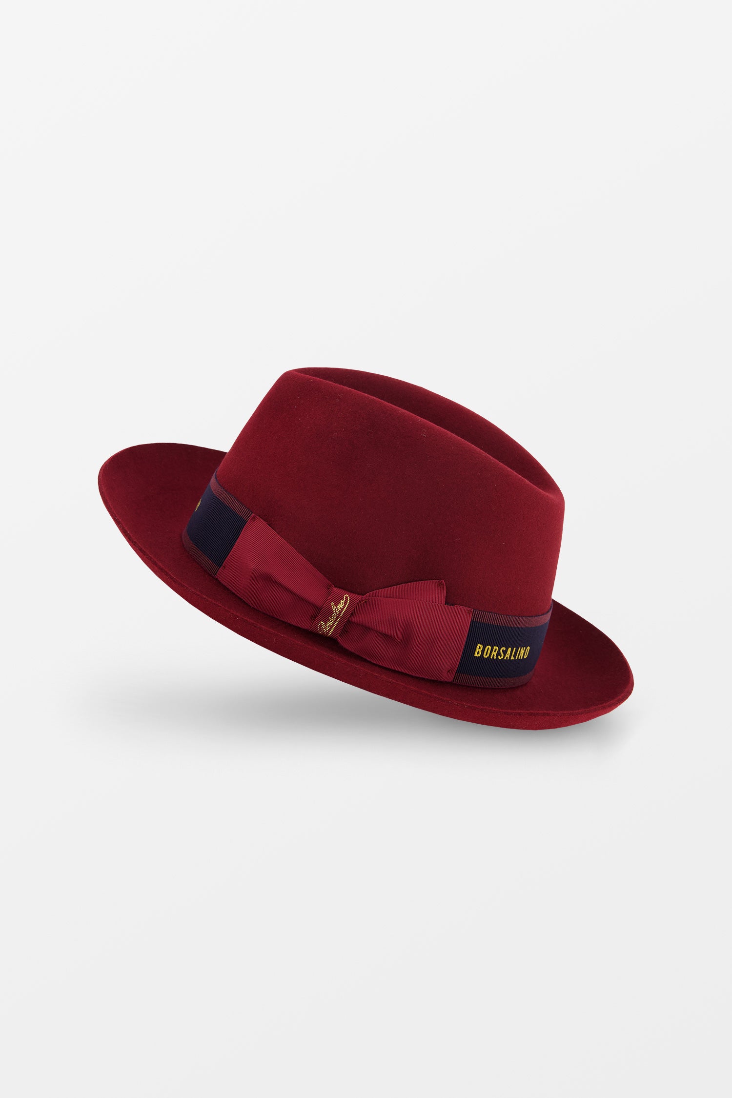 Borsalino Red Alessandria Rasato Tesa Medium Hat for Men - Classic Italian Wool Fedora for Formal Wear & Special Occasions
