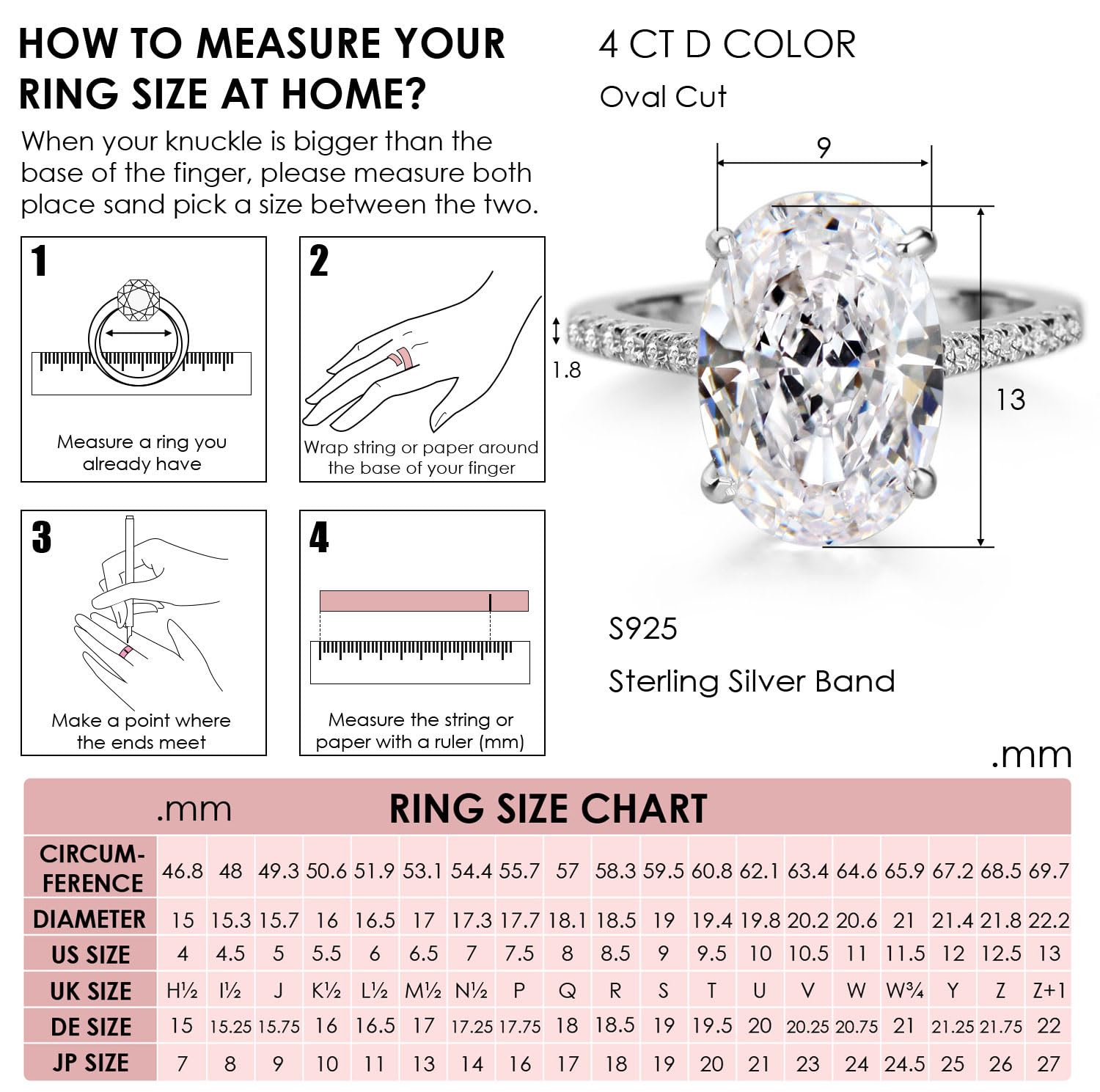 4.0ct Oval Cut Simulated Diamond Engagement Ring for Women - 925 Sterling Silver Wedding Band, Promise Ring - Perfect for Proposals, Anniversaries & Special Occasions