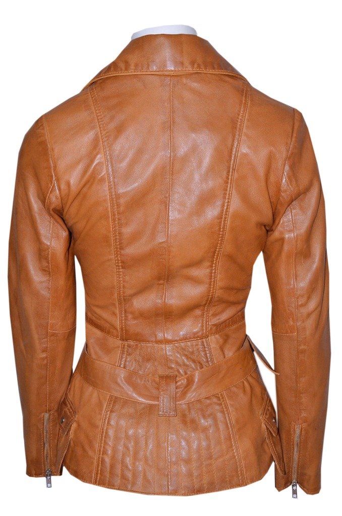 Vintage Women's Biker Leather Jacket - Smart Range Feminine Washed Retro Style for Motorcycle Riding & Casual Outfits
