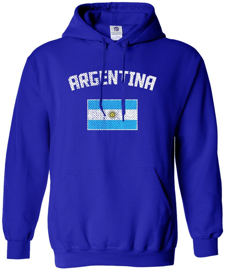 Threadrock Women's Argentina Flag Hoodie Sweatshirt - Soft Fleece Pullover with Kangaroo Pocket - Perfect for Game Day, Travel & Casual Wear