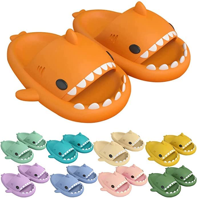Cute Shark Slippers for Women & Men - Anti-Slip Shower Sandals with Lightweight Sole, Open Toe Slides for Casual Wear, Beach & Pool Use