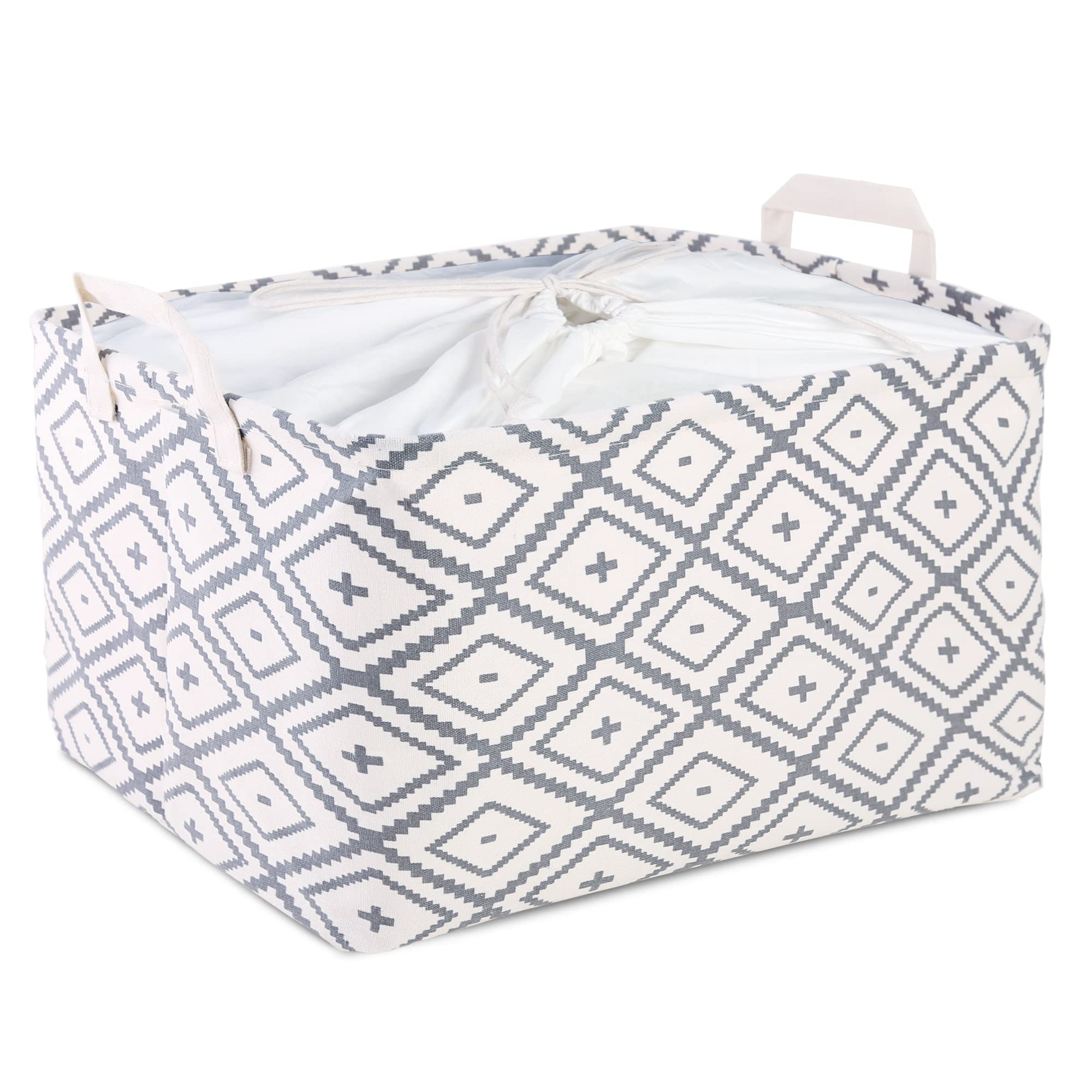 Foldable Storage Baskets with Drawstring & Handles - Waterproof Dustproof Toy Organizer for Bathroom, Bedroom, Nursery & Playroom - Perfect for Kids Toys, Laundry & Home Organization