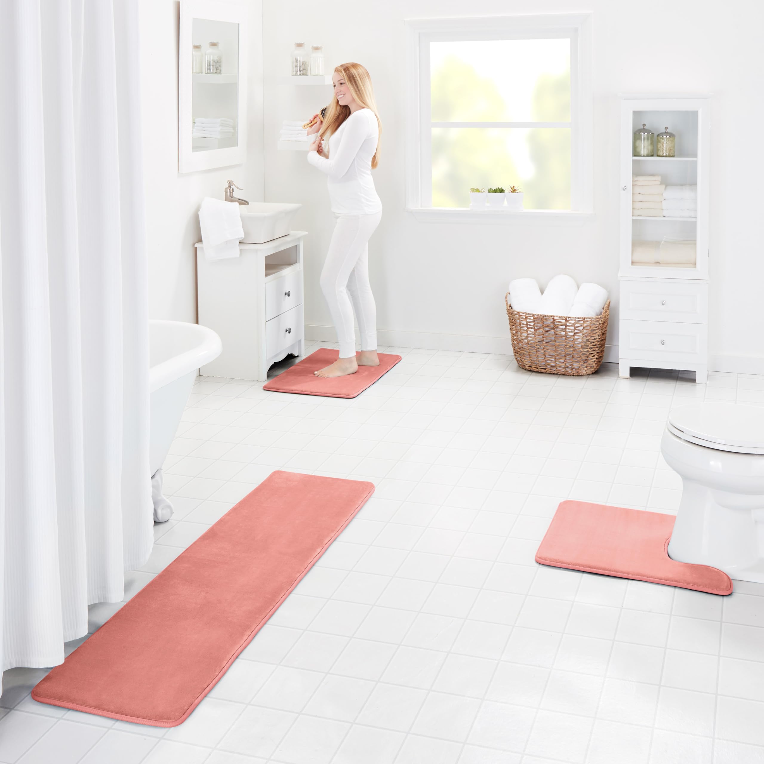 Genteele Memory Foam Bath Mat - Non-Slip Absorbent Super Soft Velvet Bathroom Rug (20
