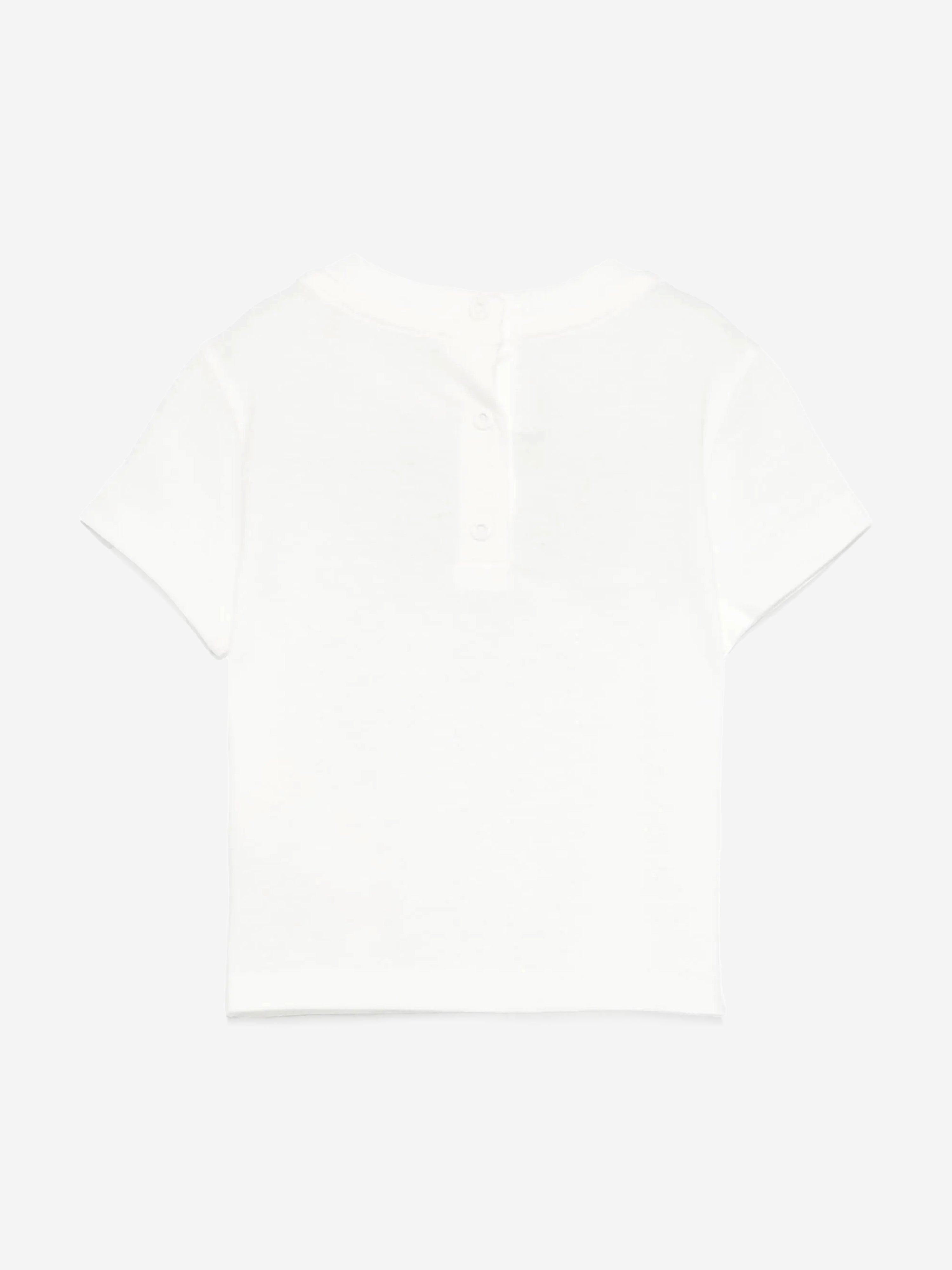 Baby Boys White Logo T-Shirt - Soft Cotton Short Sleeve Tee for Toddlers & Infants | Perfect for Playdates, Daycare & Family Outfits